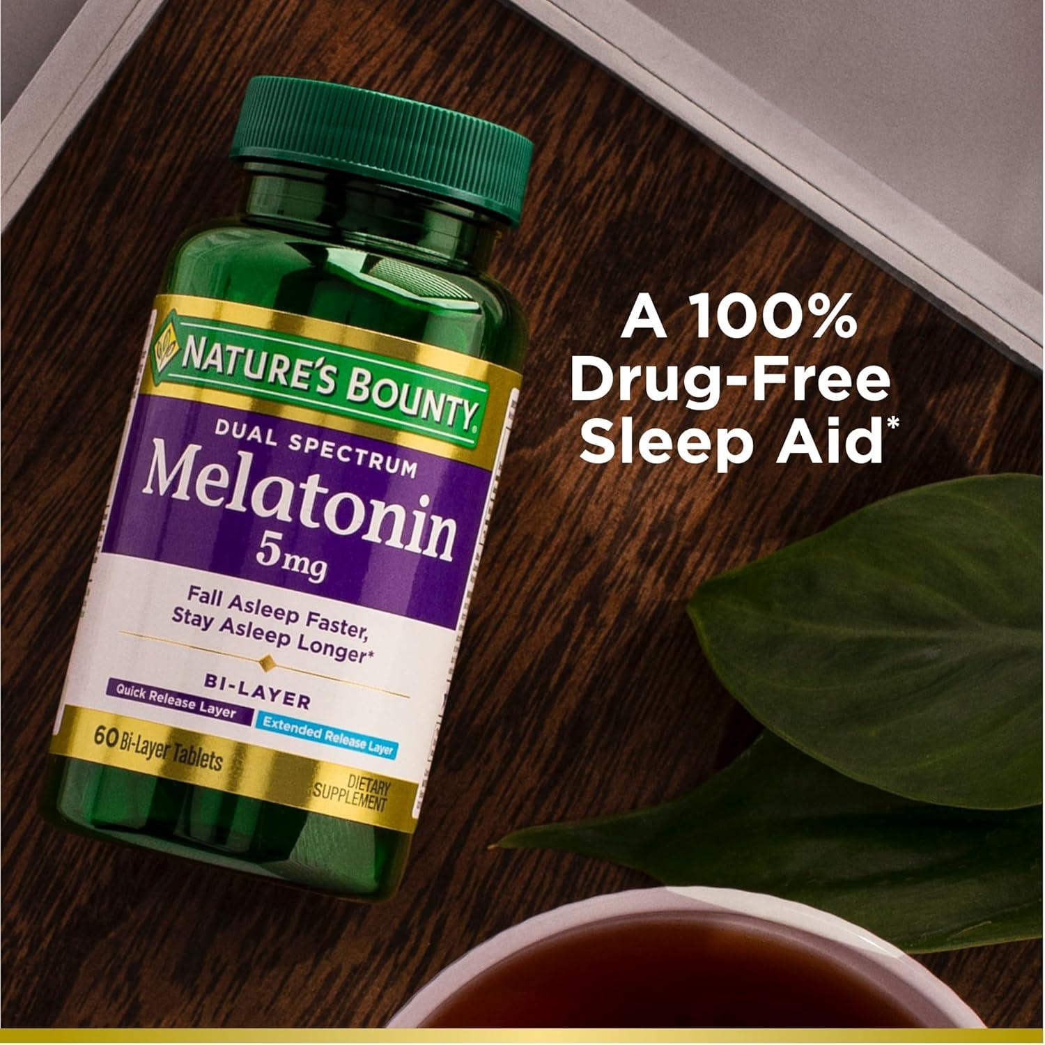 Suplemento de Sueño Melatonina Nature's Bounty 5mg 60 Tabletas
