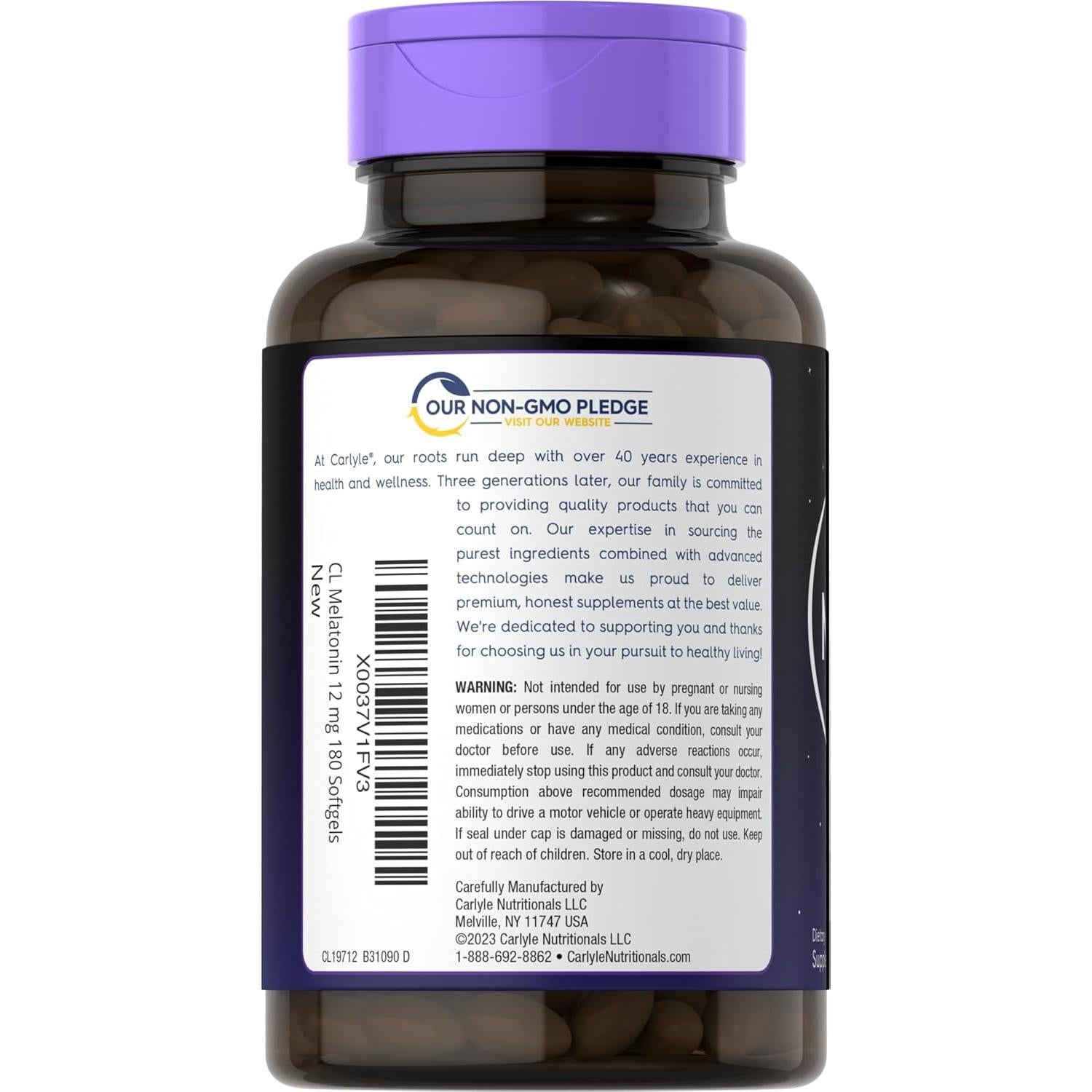 Cápsulas Blandas de Melatonina 12 mg Carlyle - 180 Unidades