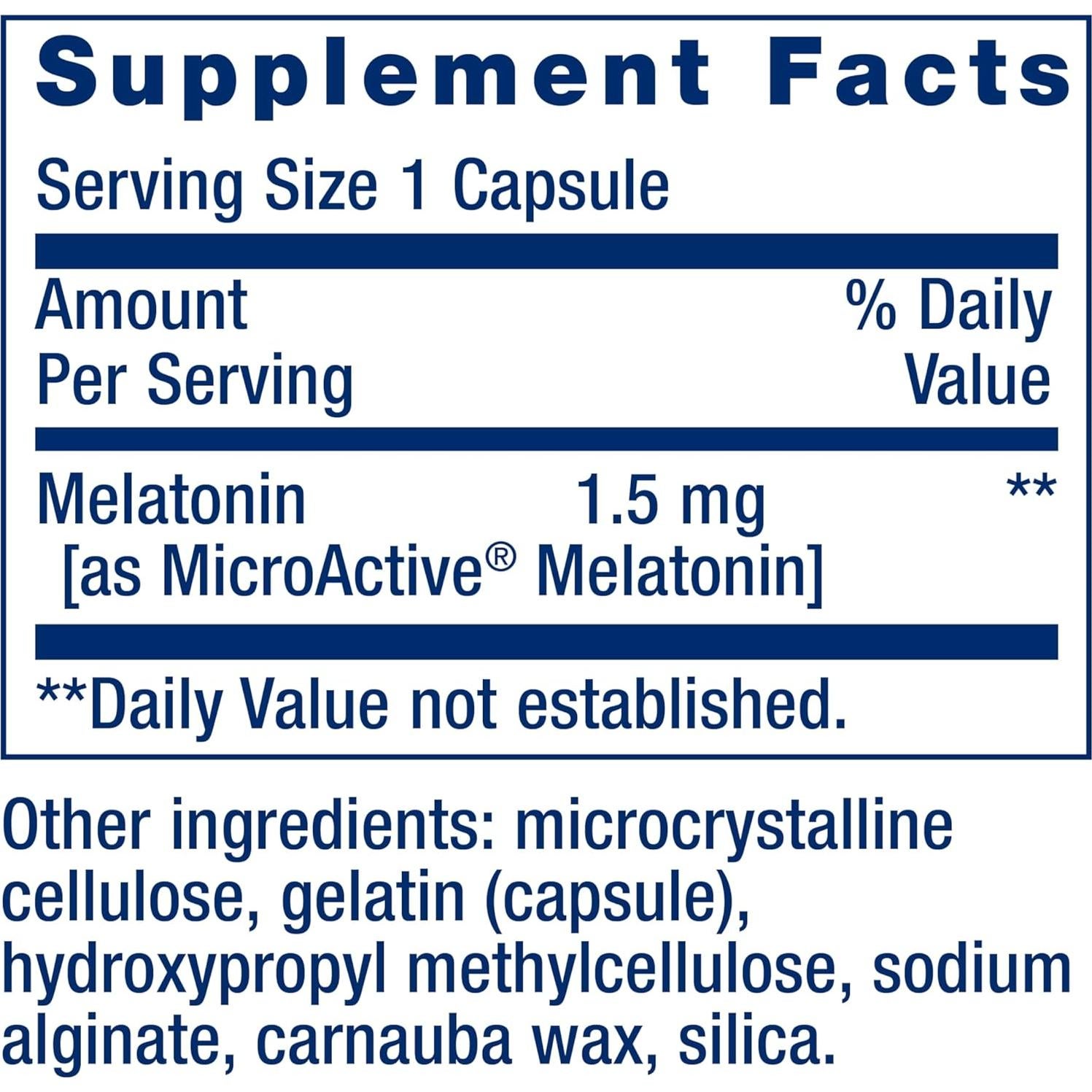 Melatonina Life Extension 1.5 mg 60 cápsulas liberación controlada