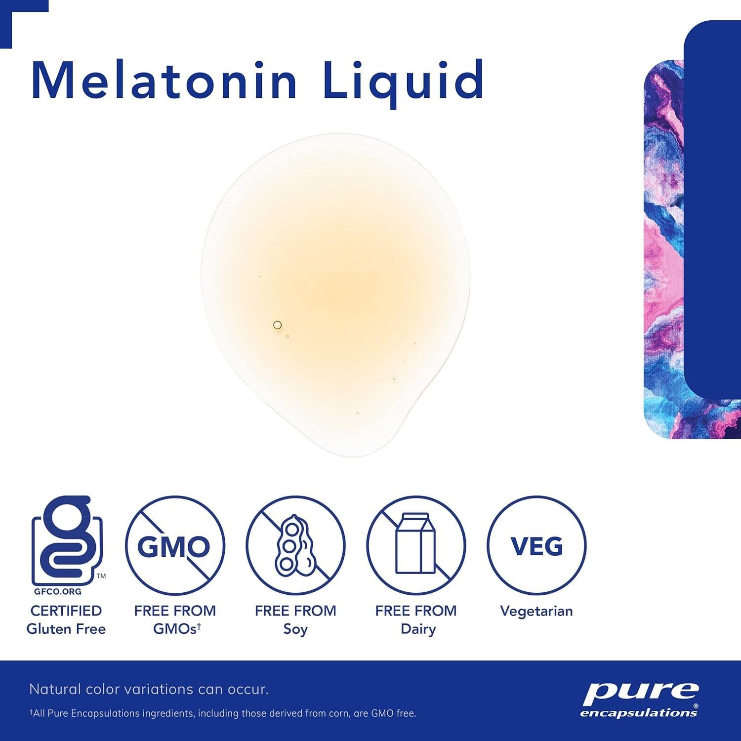 Pure Encapsulations Melatonin Liquid | Hypoallergenic Supplement Supports The Body's Natural Sleep Cycle | 1 fl. oz.