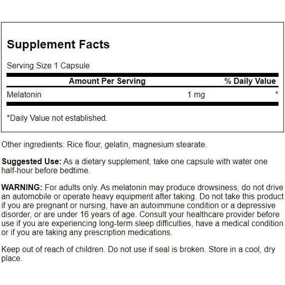 Swanson Melatonina 1mg - Suplemento Herbal 120 Cápsulas