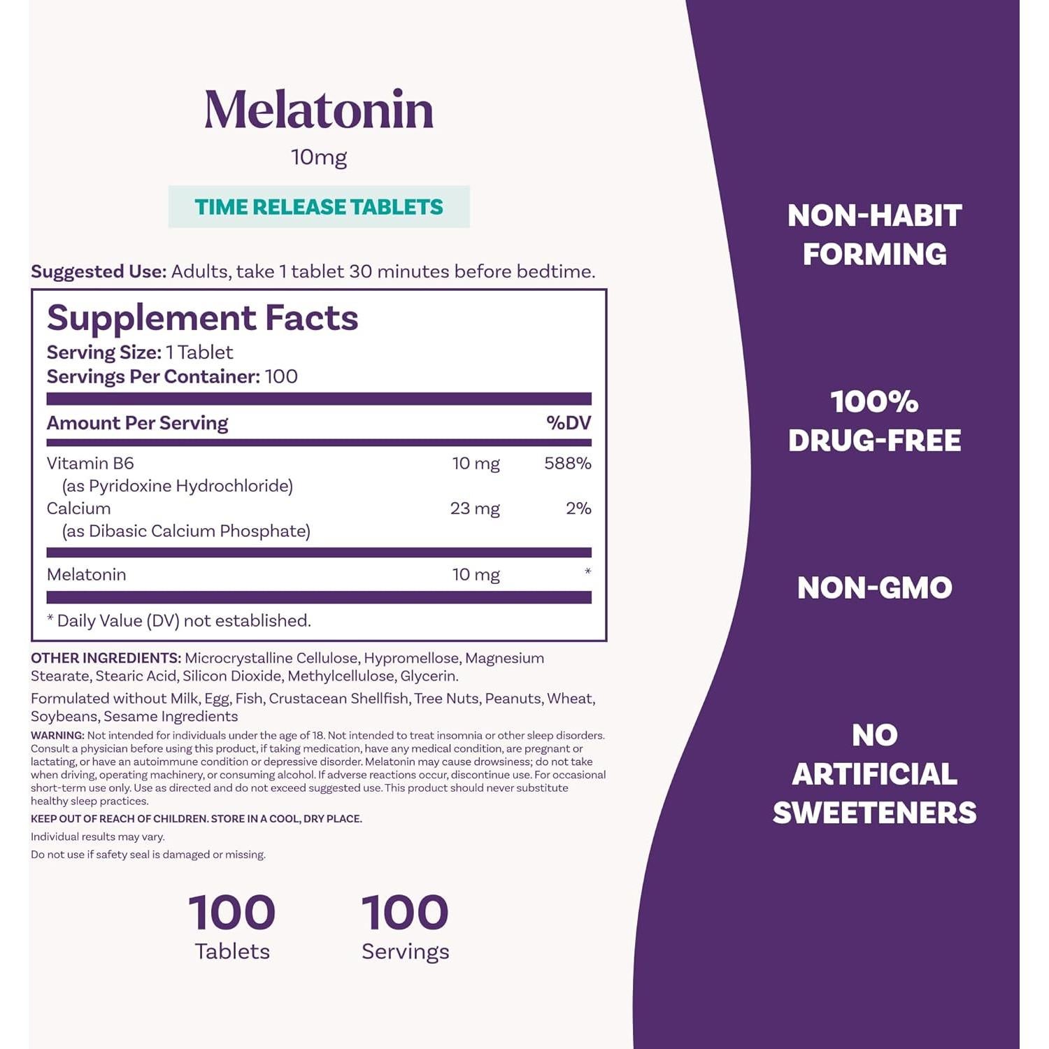 Natrol Melatonina 10mg Liberación Prolongada 100 Tabletas