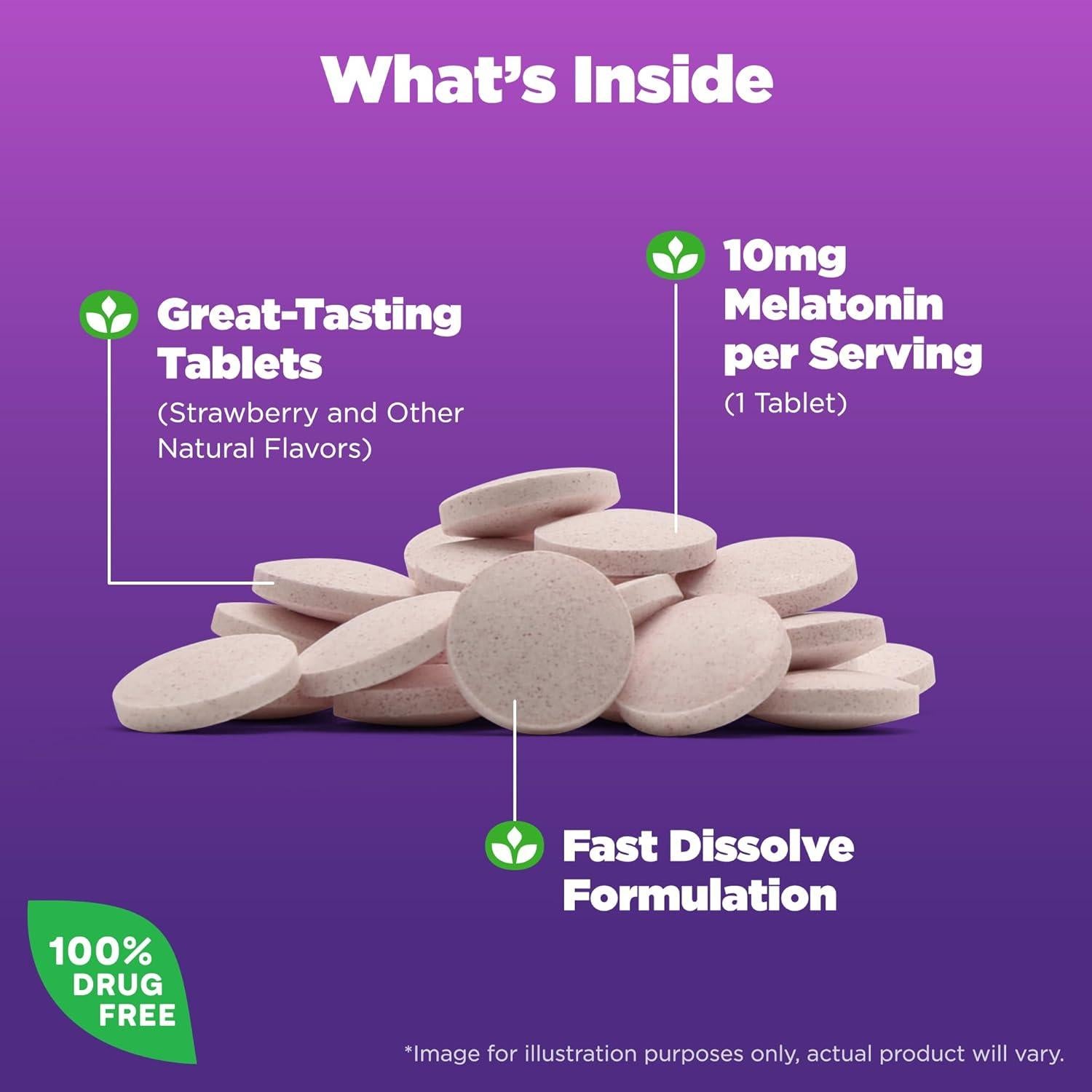 Natrol Melatonina 10 mg Rápida Disolución 75 Tabletas Sabor Fresa