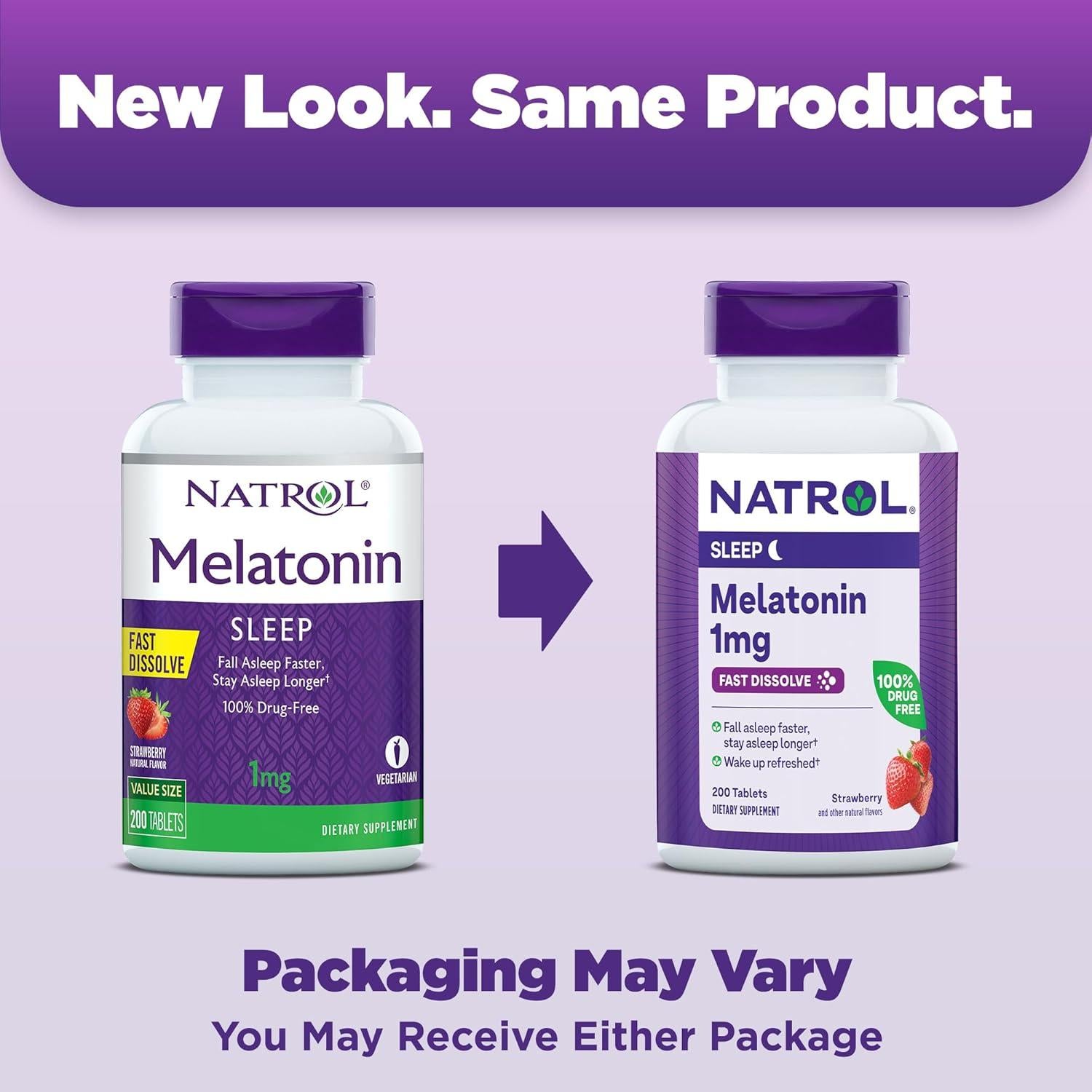 Natrol Melatonina 1 mg Rápida Disolución Sabor Fresa 200 Tabletas