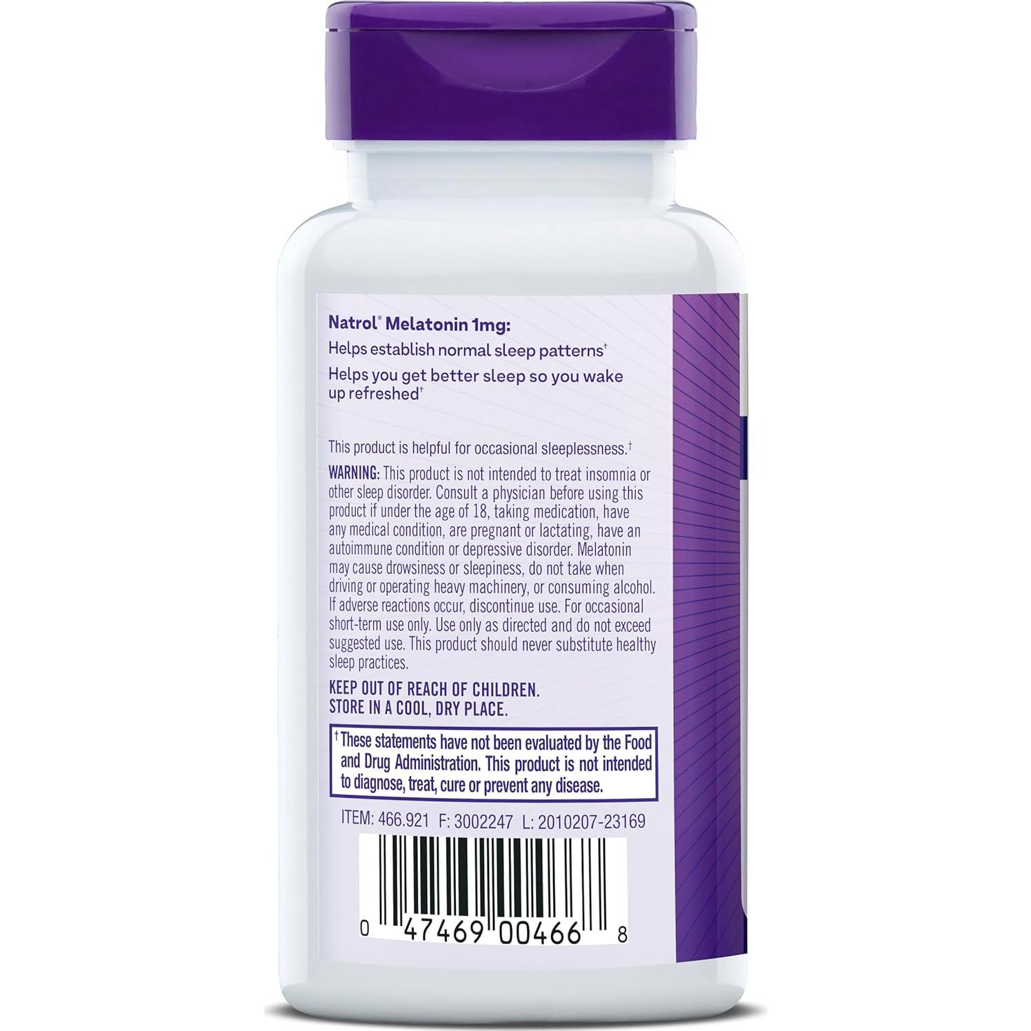 Tabletas de Melatonina Natrol 1 mg - 180 tabletas