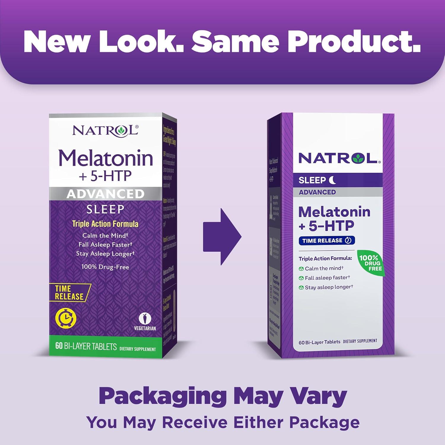 Suplemento Natrol Melatonina + 5-HTP 60 Tabletas Liberación Prolongada