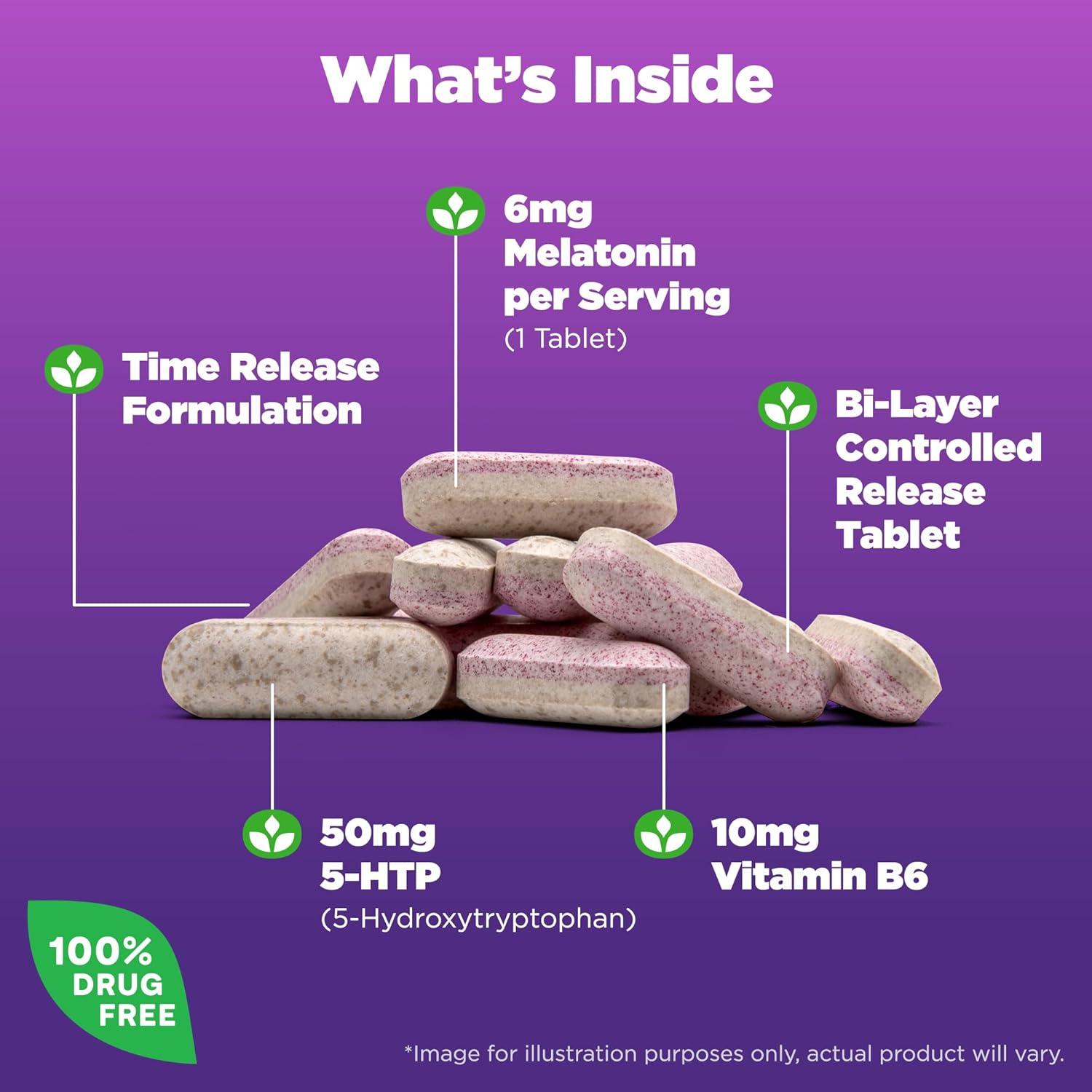 Suplemento Natrol Melatonina + 5-HTP 60 Tabletas Liberación Prolongada