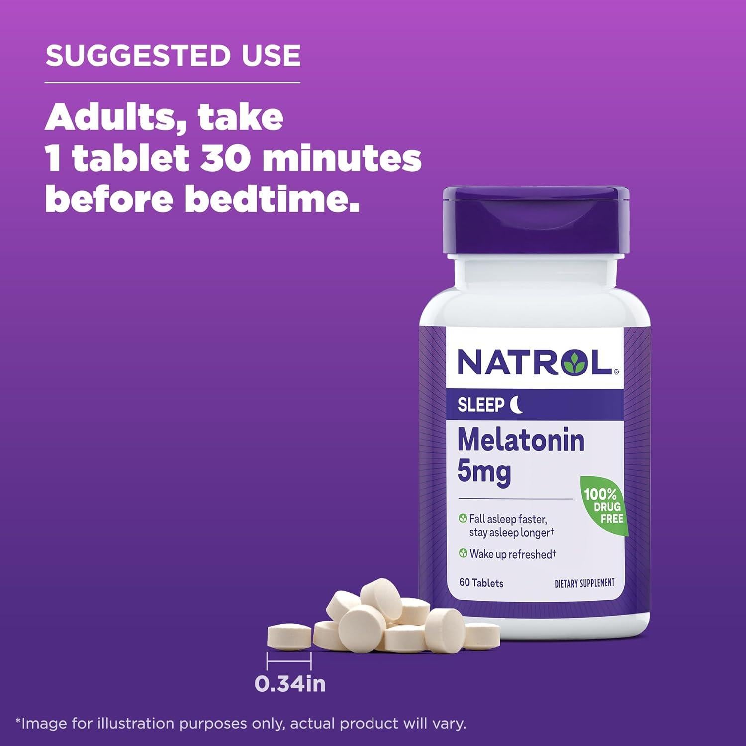 Natrol Melatonina 5 mg - Suplemento para Dormir 60 Tabletas