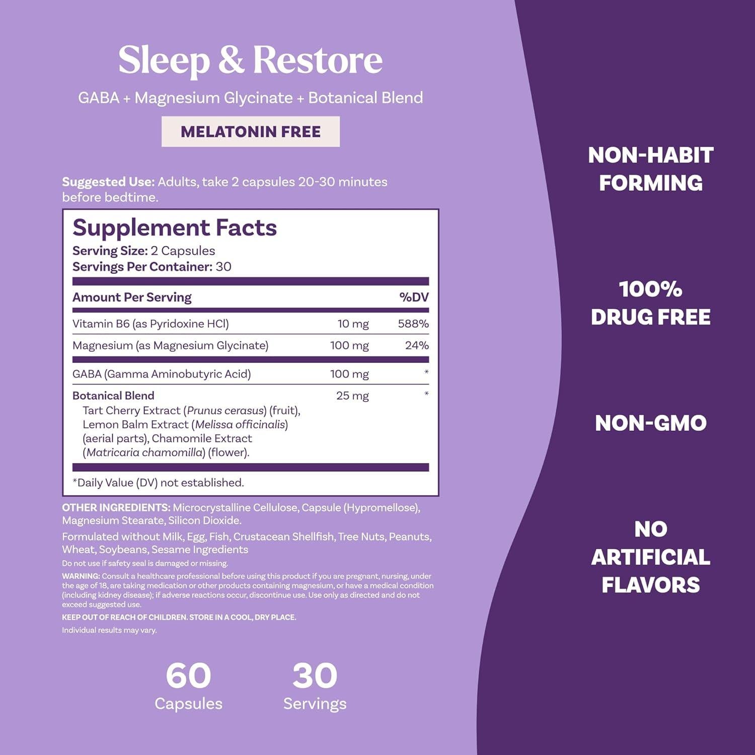 Cápsulas Natrol Sleep & Restore 100mg Glicinato de Magnesio