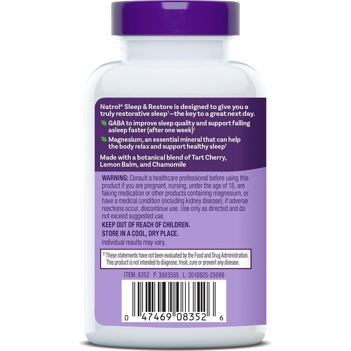 Cápsulas Natrol Sleep & Restore 100mg Glicinato de Magnesio