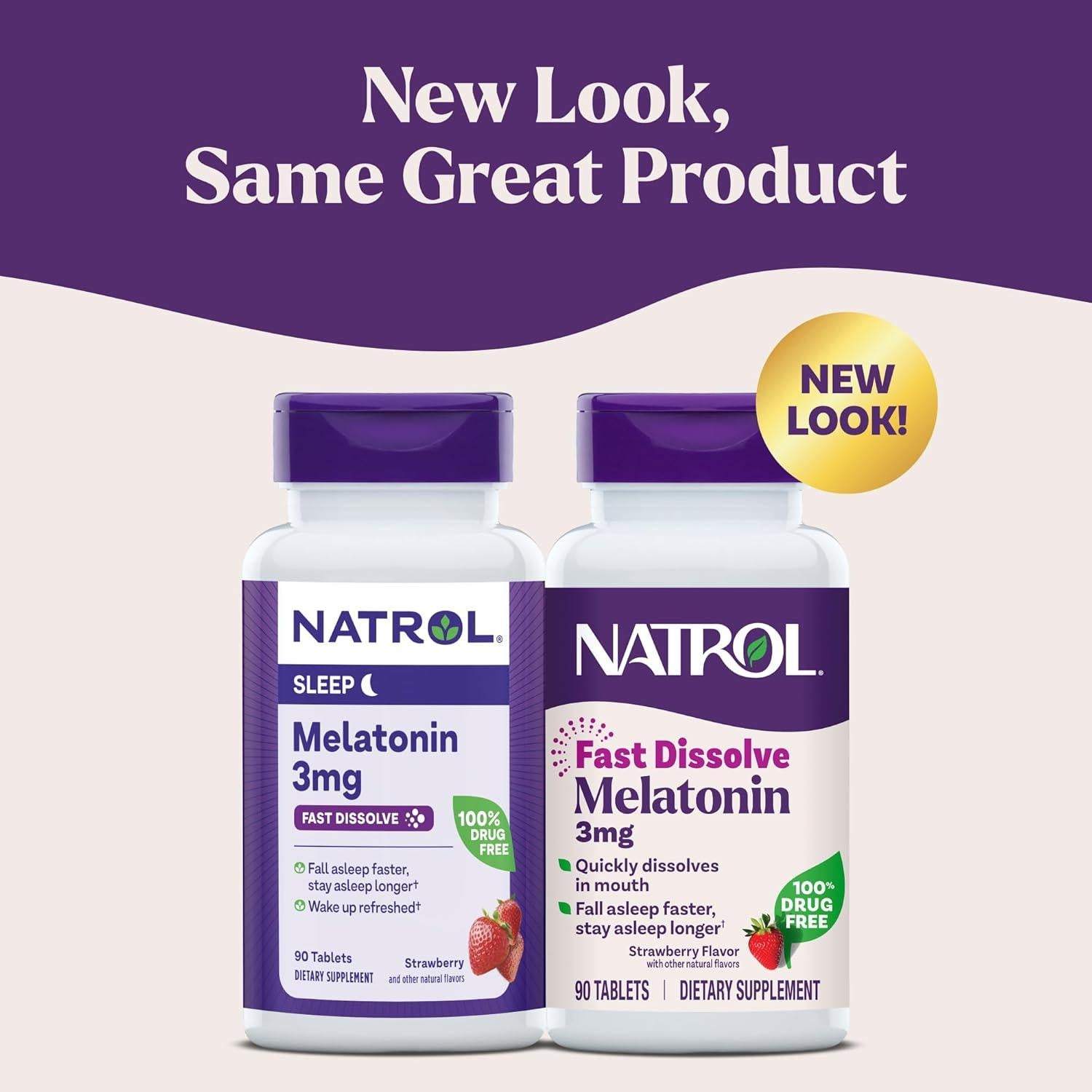 Suplemento de Melatonina Natrol 3 mg Sabor Fresa 90 Tabletas