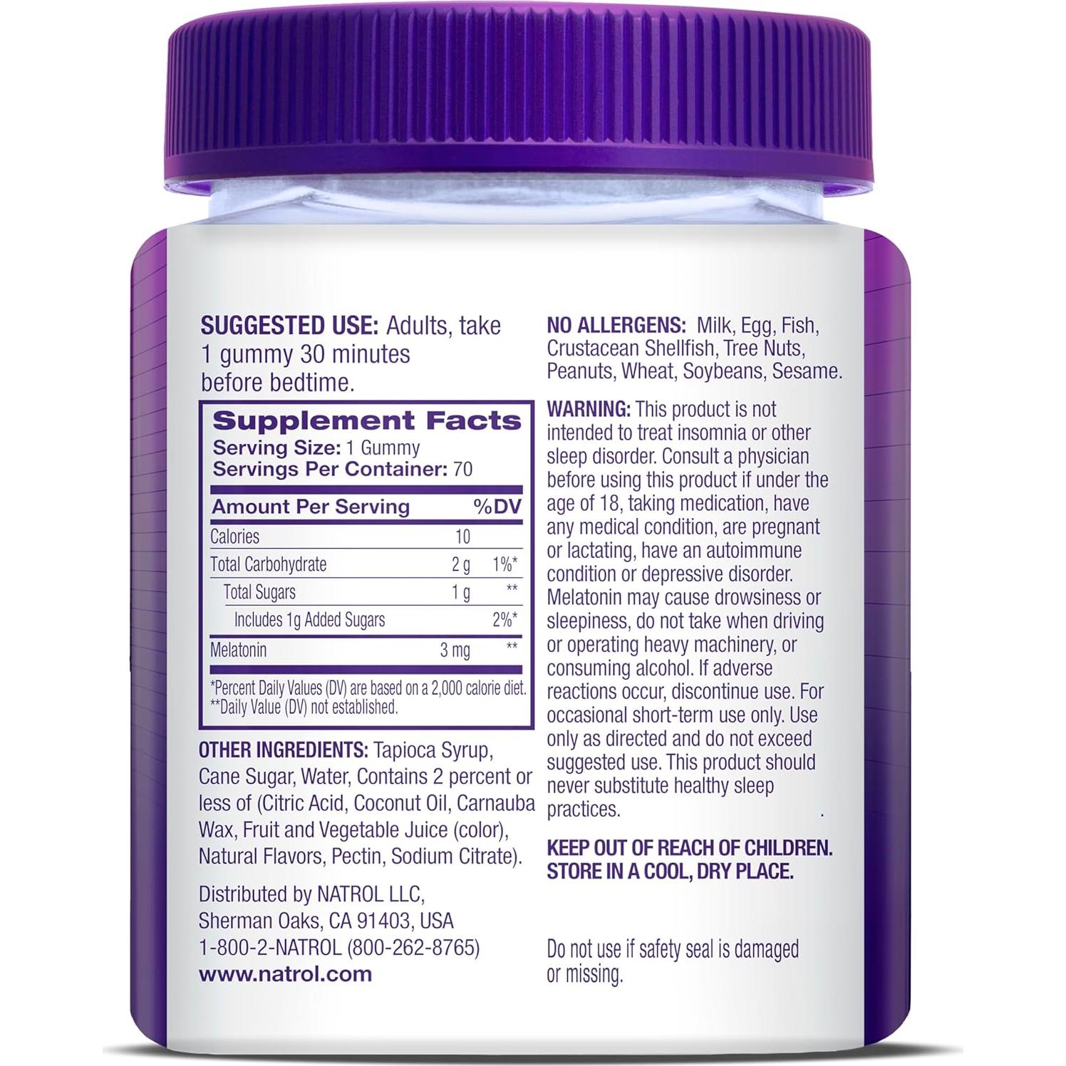 Gomitas de Melatonina Natrol 3 mg Sabor Fresa 70 Unidades