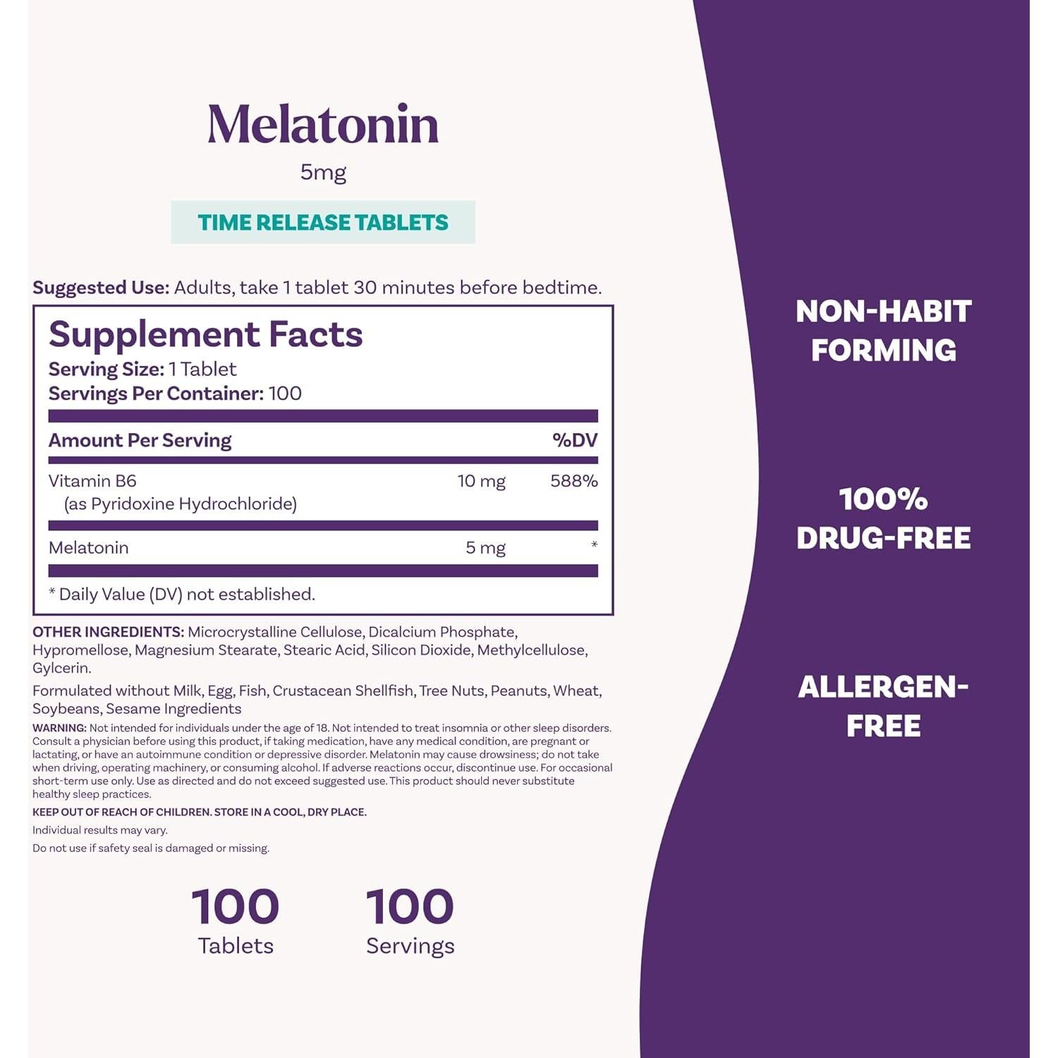 Natrol Melatonina 5 mg Liberación Prolongada 100 Tabletas