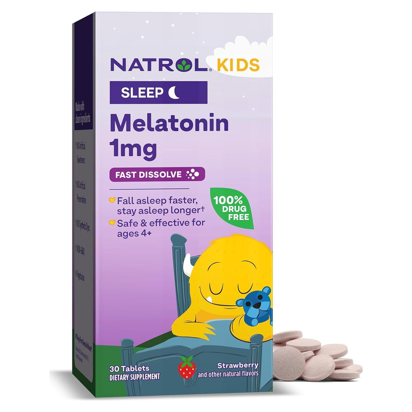 Suplemento de Melatonina Natrol Niños 1 mg Sabor Fresa 30 Tabletas