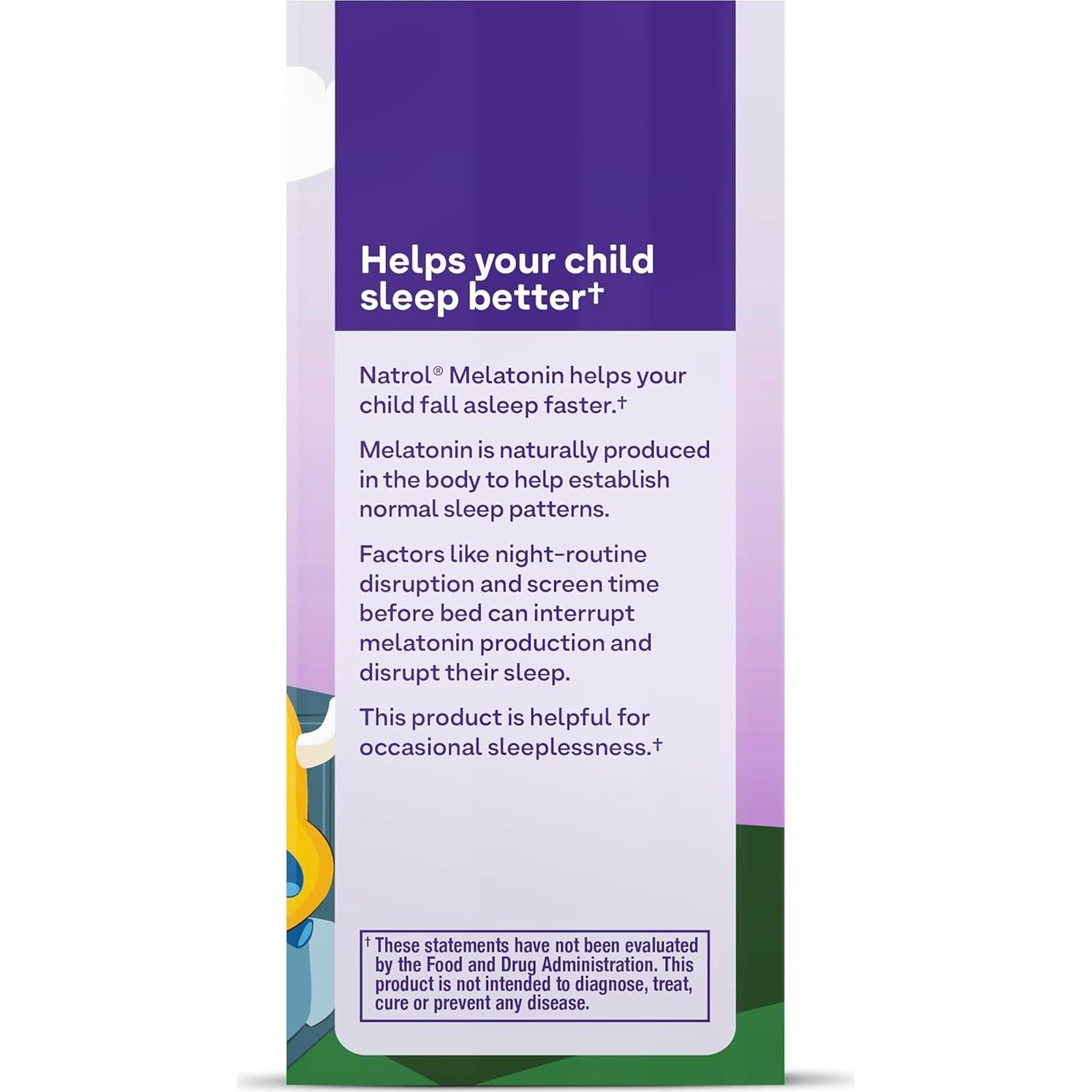 Suplemento de Melatonina Natrol Niños 1 mg Sabor Fresa 30 Tabletas