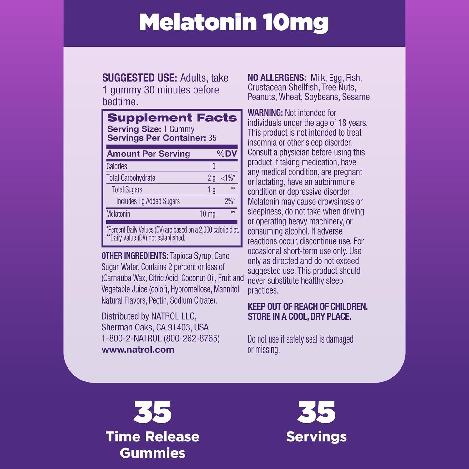 Gominolas de Melatonina Natrol 10 mg Sabor Fresa 35 Unidades