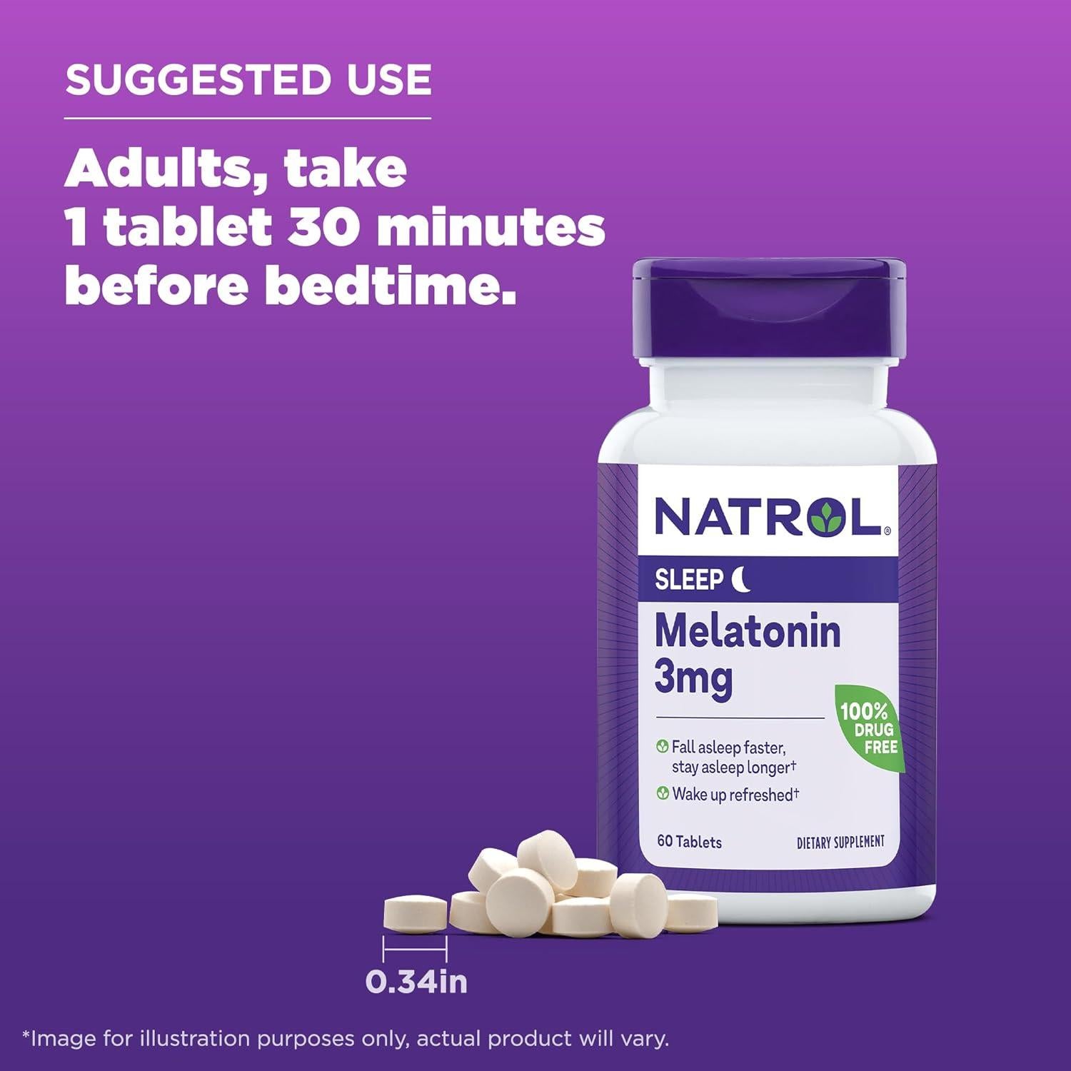 Natrol Melatonina 3 mg - Suplemento para Dormir 60 Tabletas