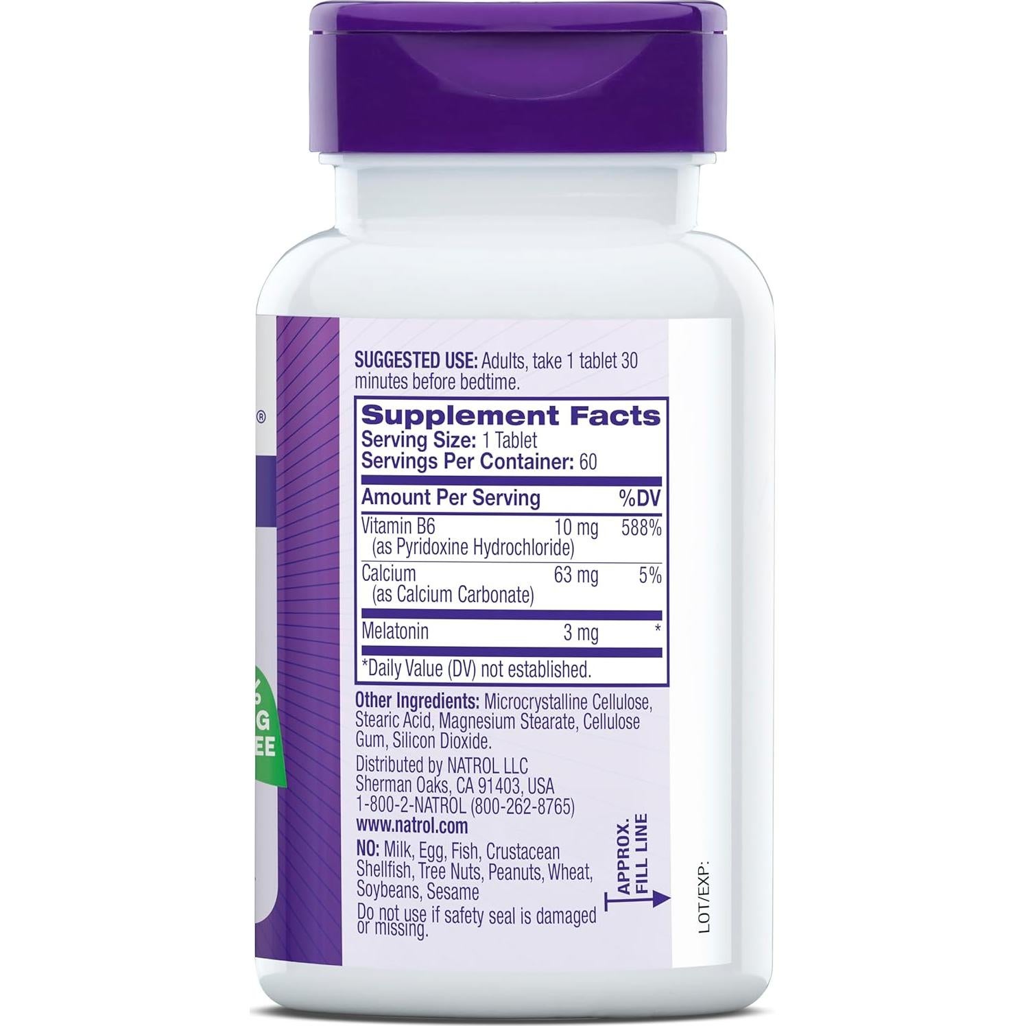 Natrol Melatonina 3 mg - Suplemento para Dormir 60 Tabletas