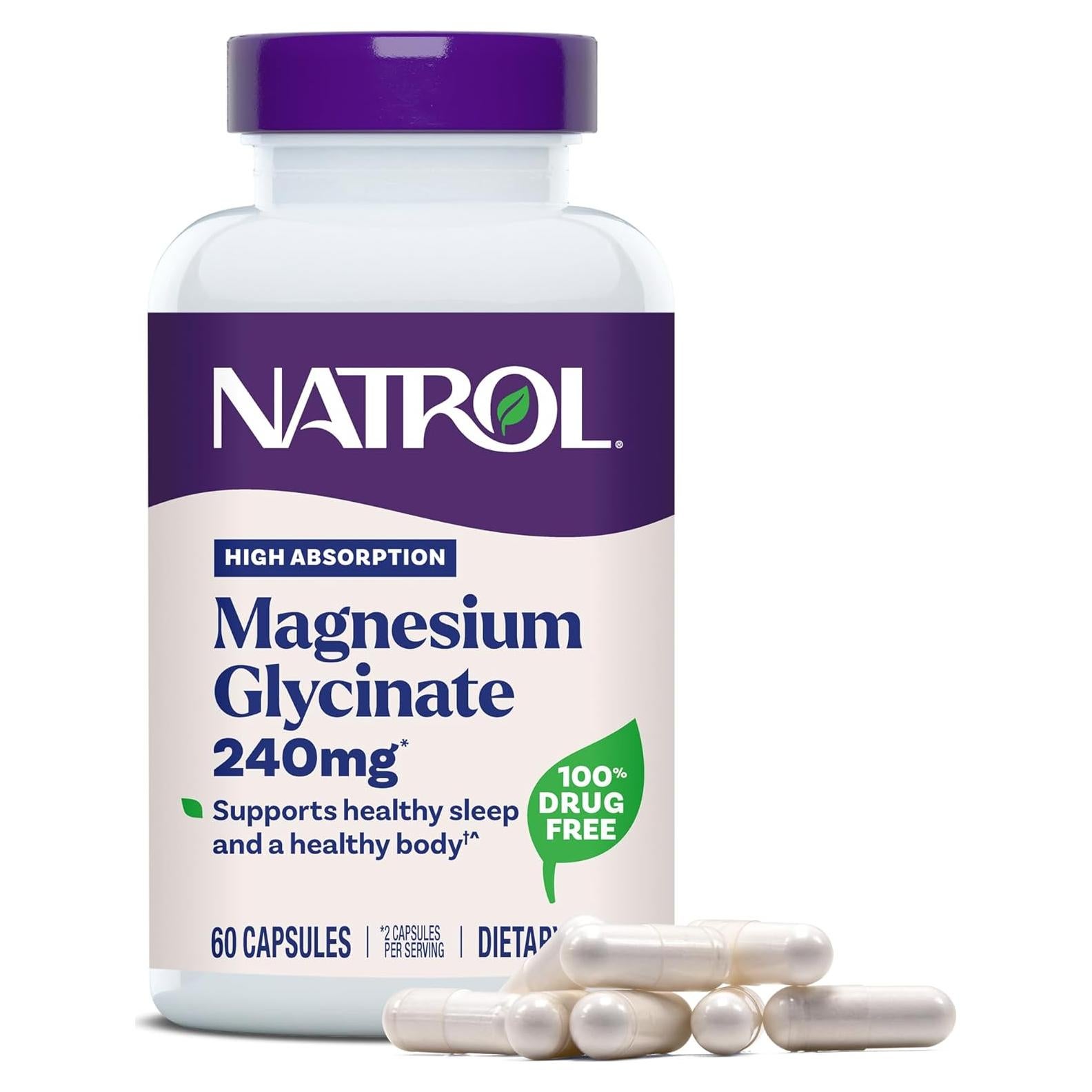 Suplemento de Magnesio Glicinato Natrol 240 mg - 60 Cápsulas
