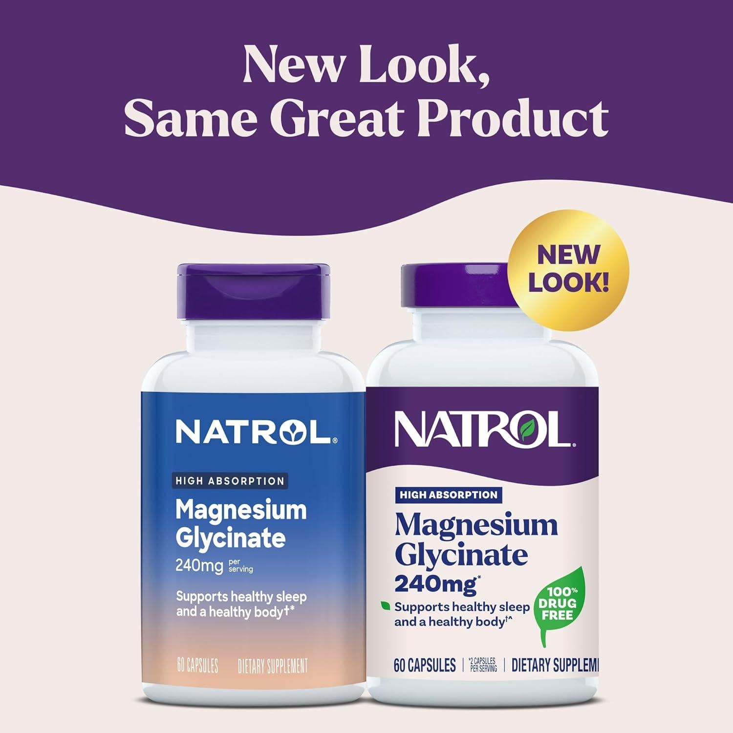 Suplemento de Magnesio Glicinato Natrol 240 mg - 60 Cápsulas