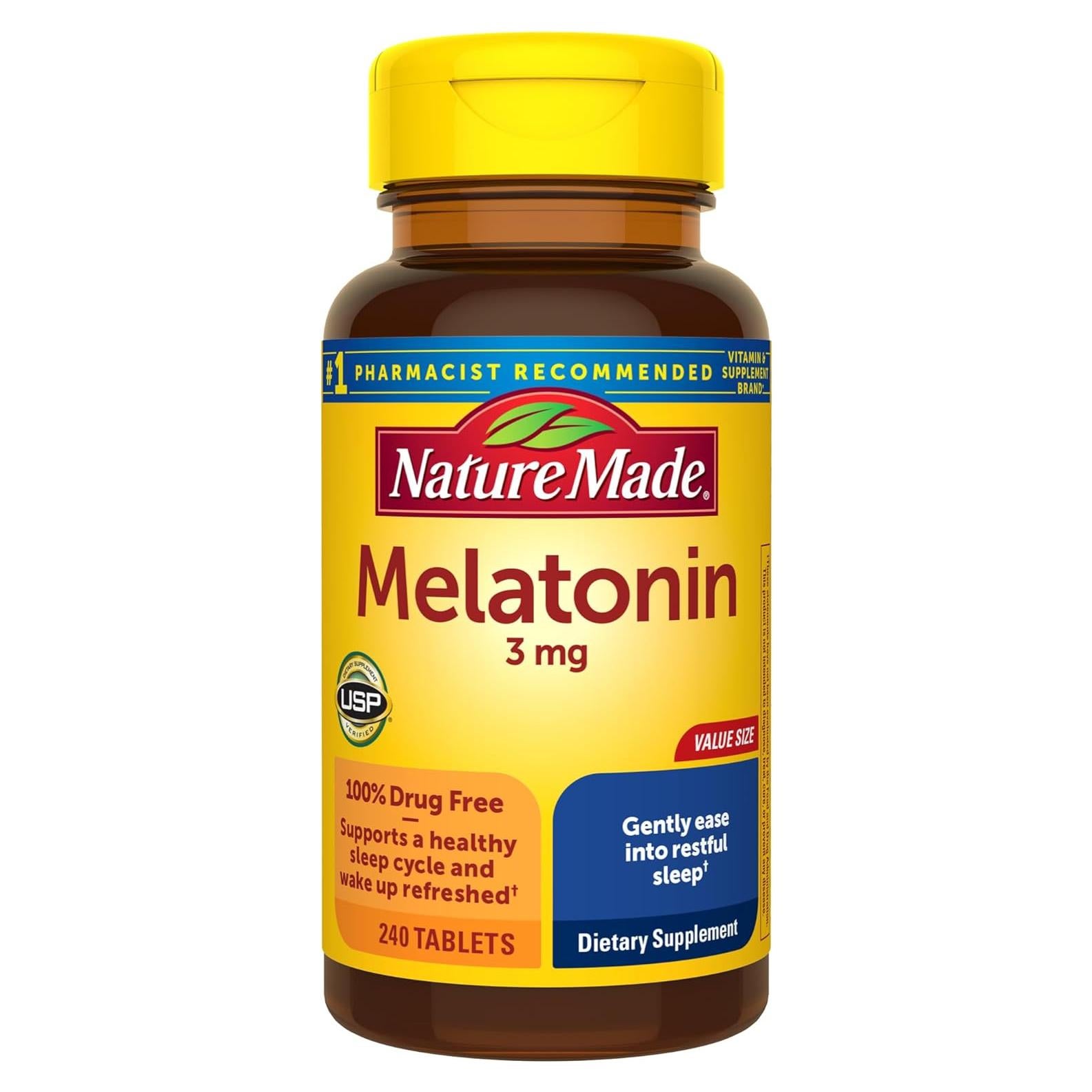 Melatonina 3mg Nature Made 240 Tabletas Suplemento para Dormir