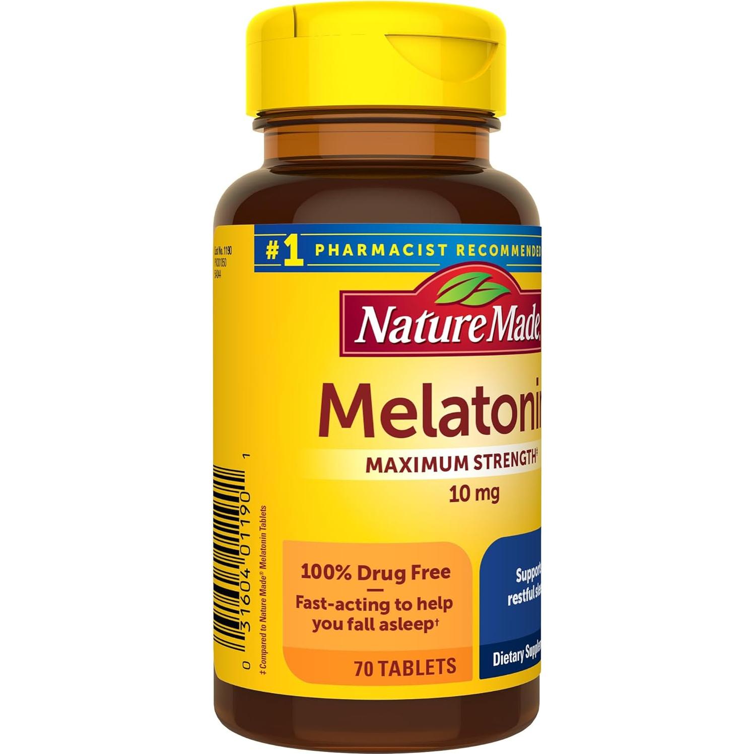 Nature Made Melatonina 10mg 70 Tabletas Suplemento para Dormir