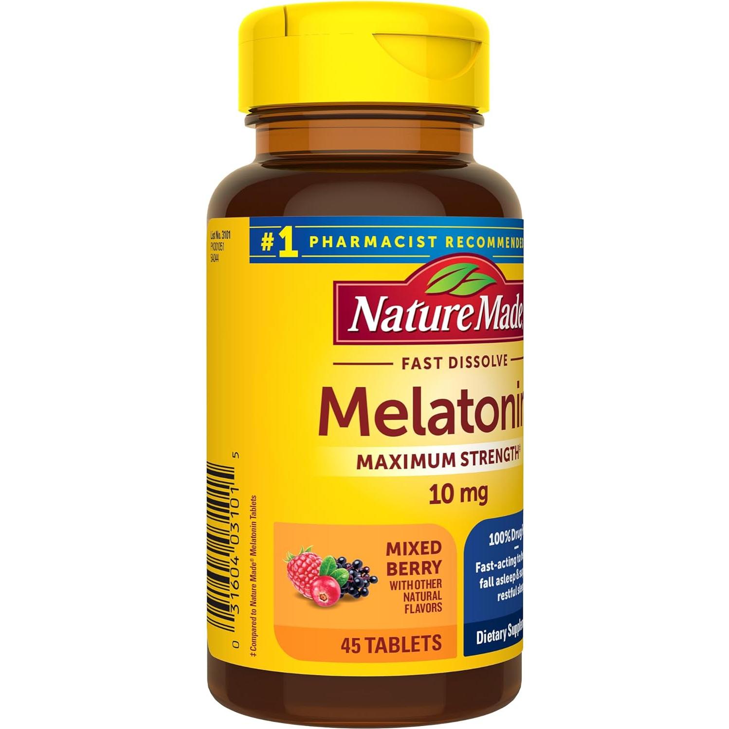 Melatonina 10mg Nature Made Disolución Rápida 45 Tabletas