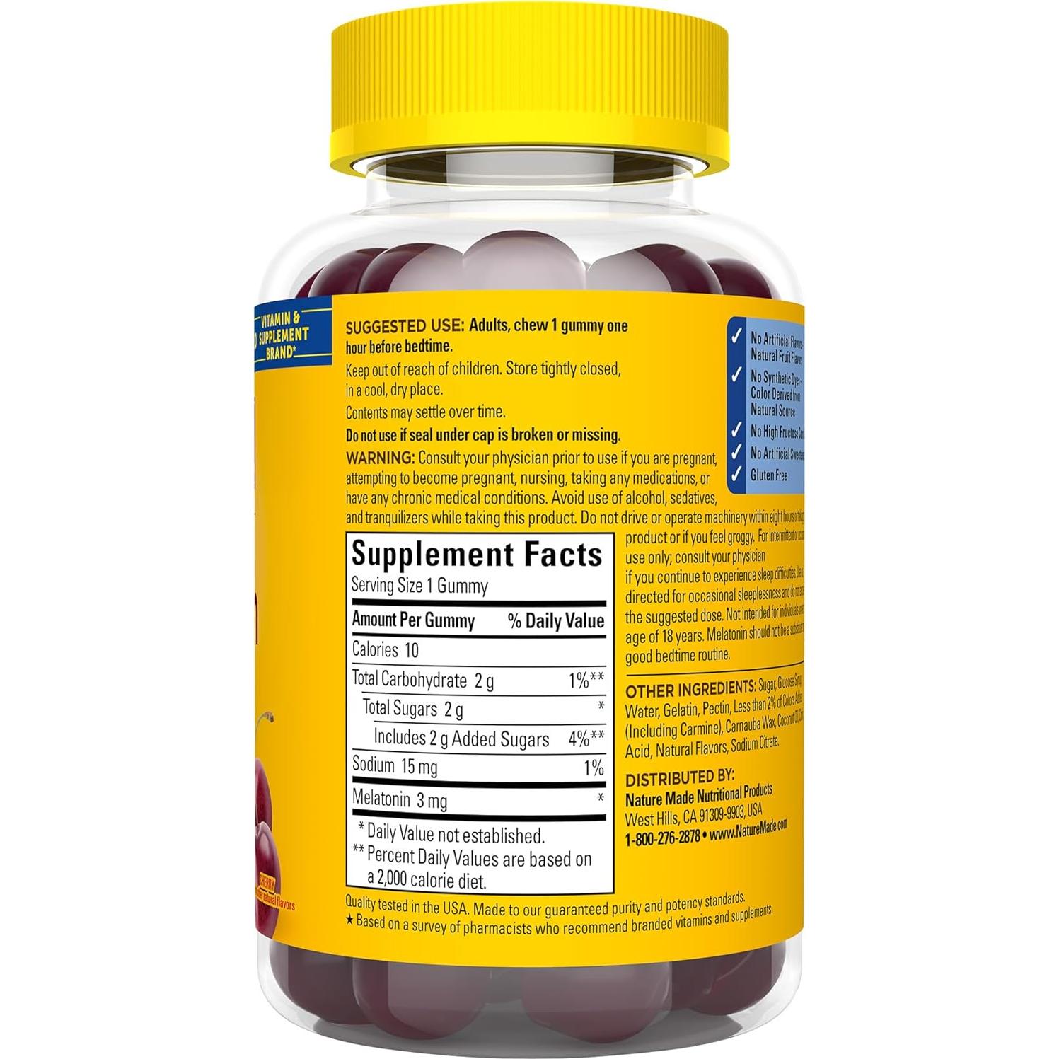 Gominolas de Melatonina Nature Made 3mg 60 Unidades