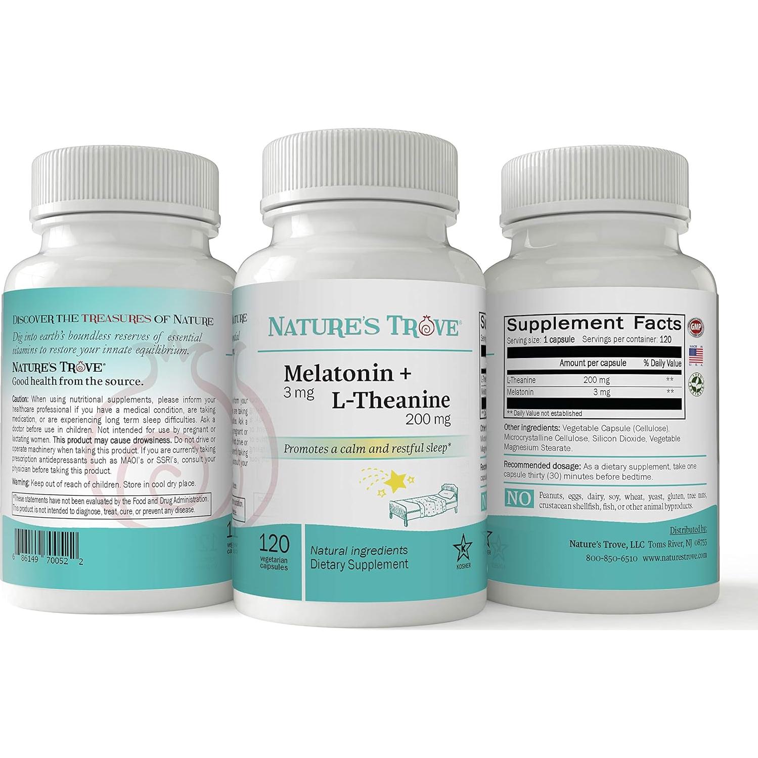 Melatonina 3mg + L-Teanina 200mg Trove de la Naturaleza - 120 Cápsulas Vegetarianas