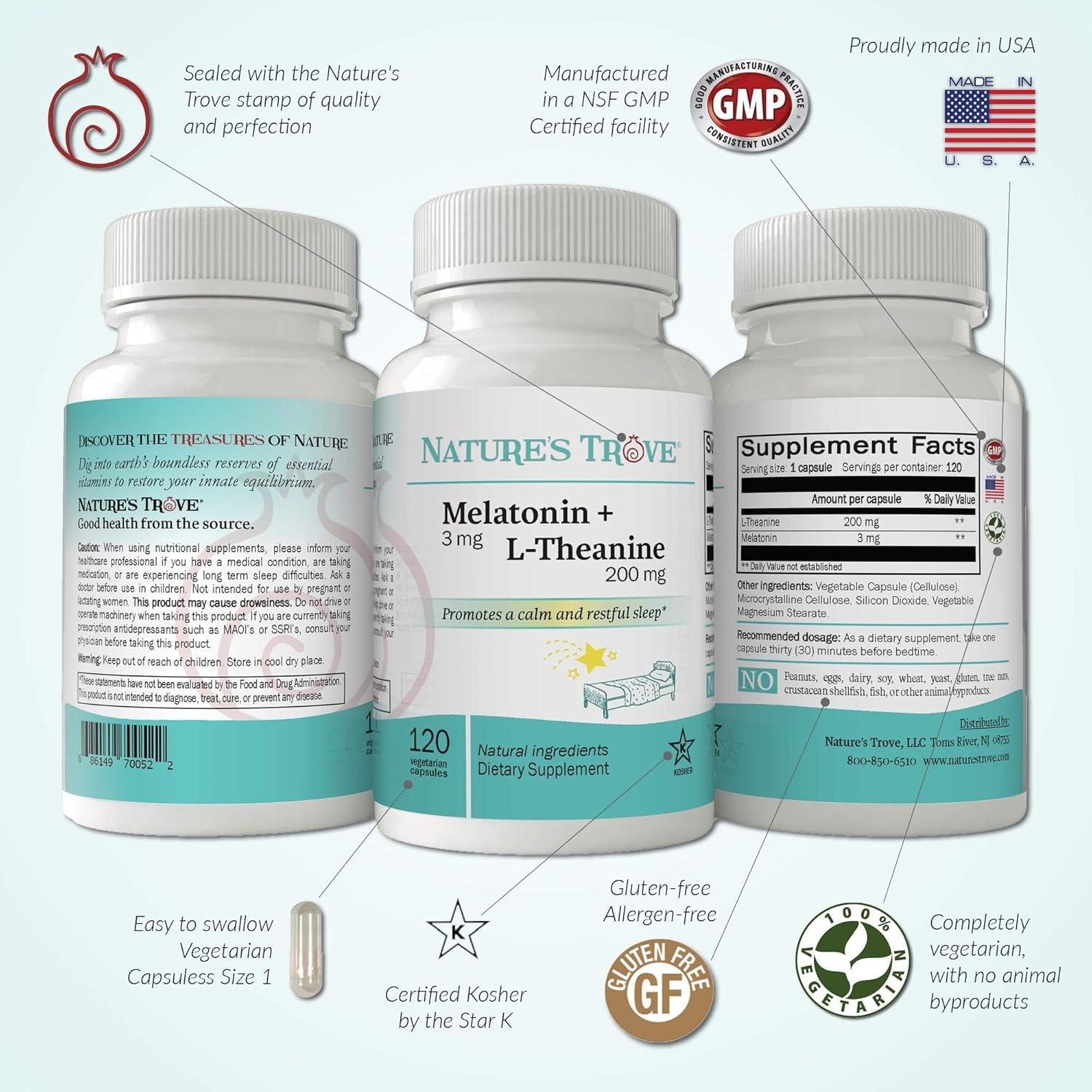 Melatonina 3mg + L-Teanina 200mg Trove de la Naturaleza - 120 Cápsulas Vegetarianas