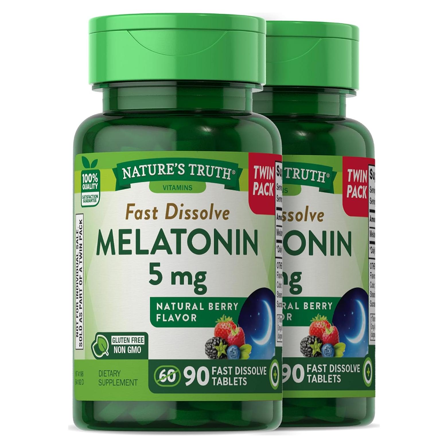 Melatonina 5 mg Verdad de la Naturaleza 180 Tabletas Disolventes