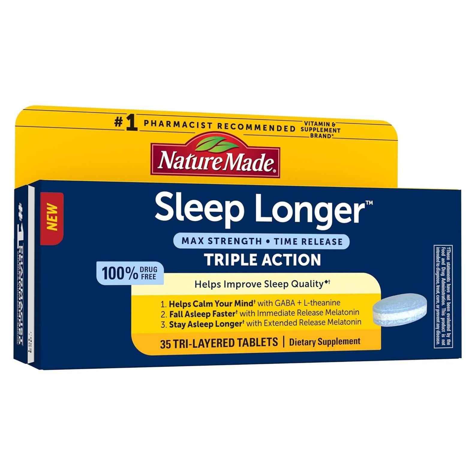 Nature Made Sleep Longer Melatonina 10mg 35 Tabletas Liberación Prolongada
