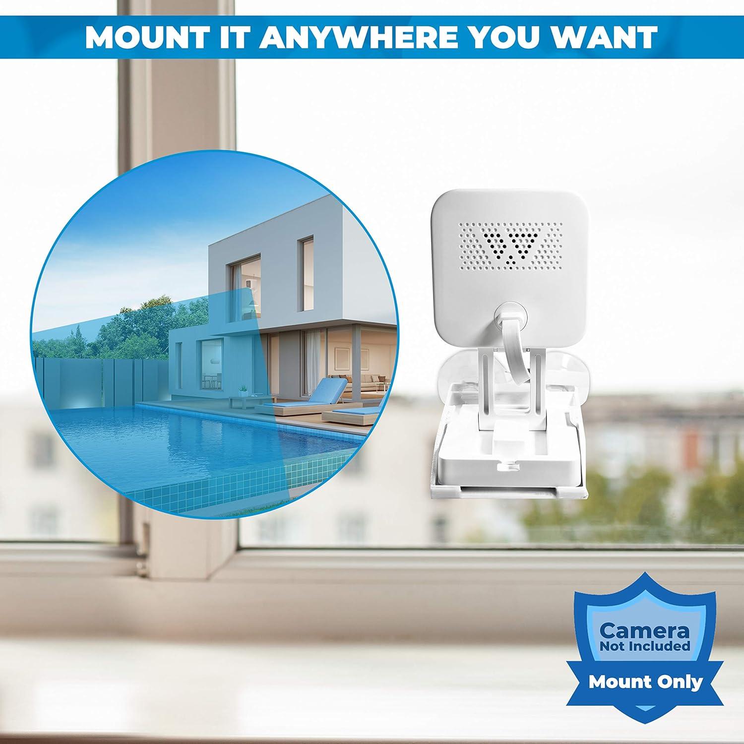 v3 Wyze Compatible Secure Suction Mount (Camera Not Included) – Bracket Shelf with Dual Suction Cups Allows 360 Swivel – Affixes to Window Glass, Mirror, and Smooth Surfaces by Arthon (v3, 1 Mount)