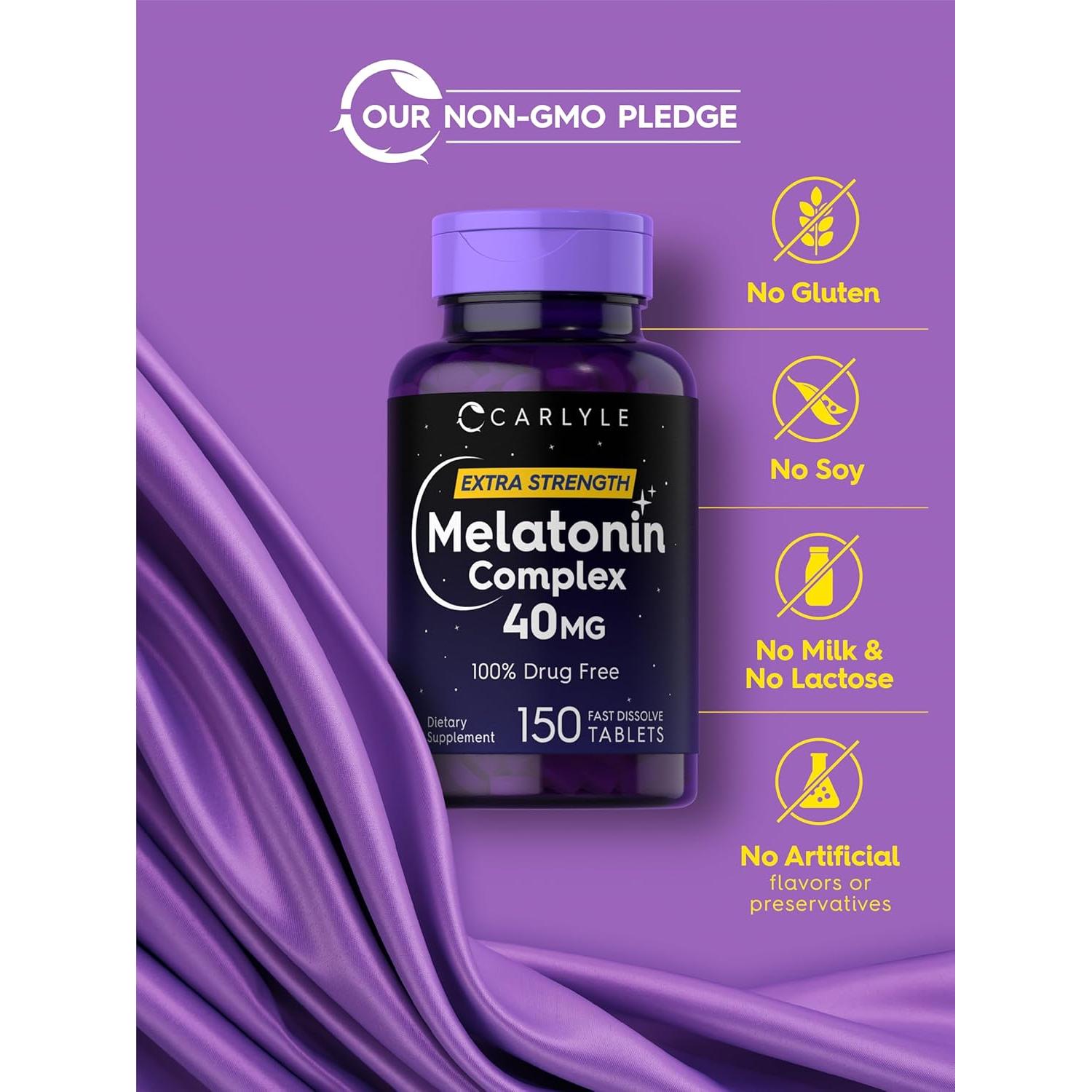 Complejo de Melatonina Carlyle 40mg con Ashwagandha 150 Tabletas
