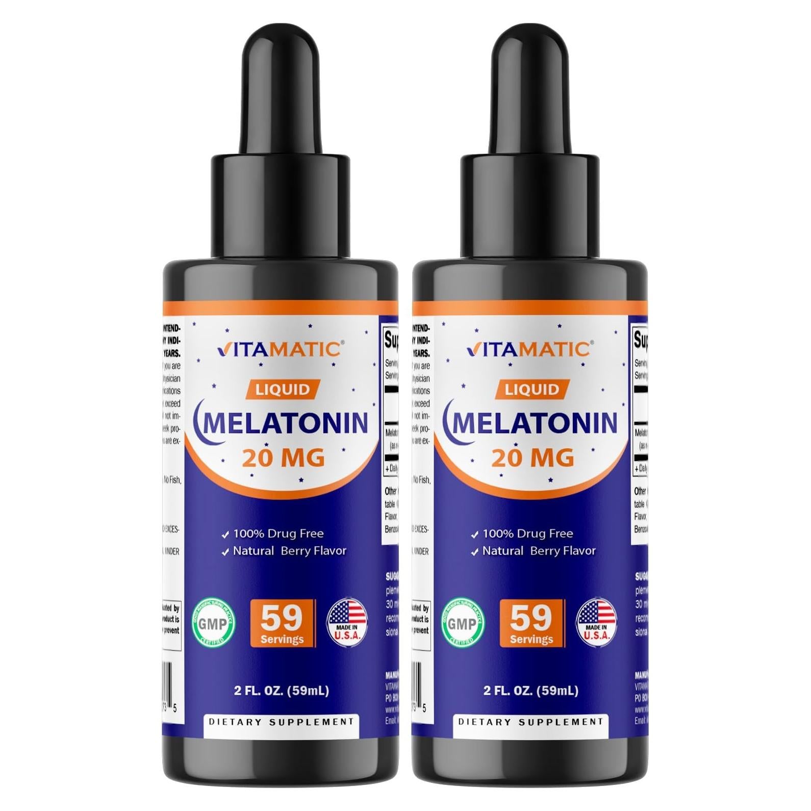Gotas Líquidas de Melatonina 20mg Vitamatic - Paquete de 2