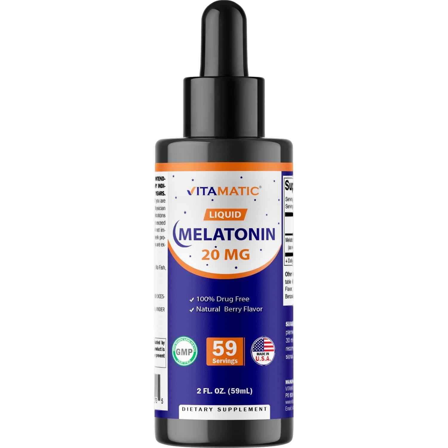 Gotas Líquidas de Melatonina 20mg Vitamatic - Paquete de 2