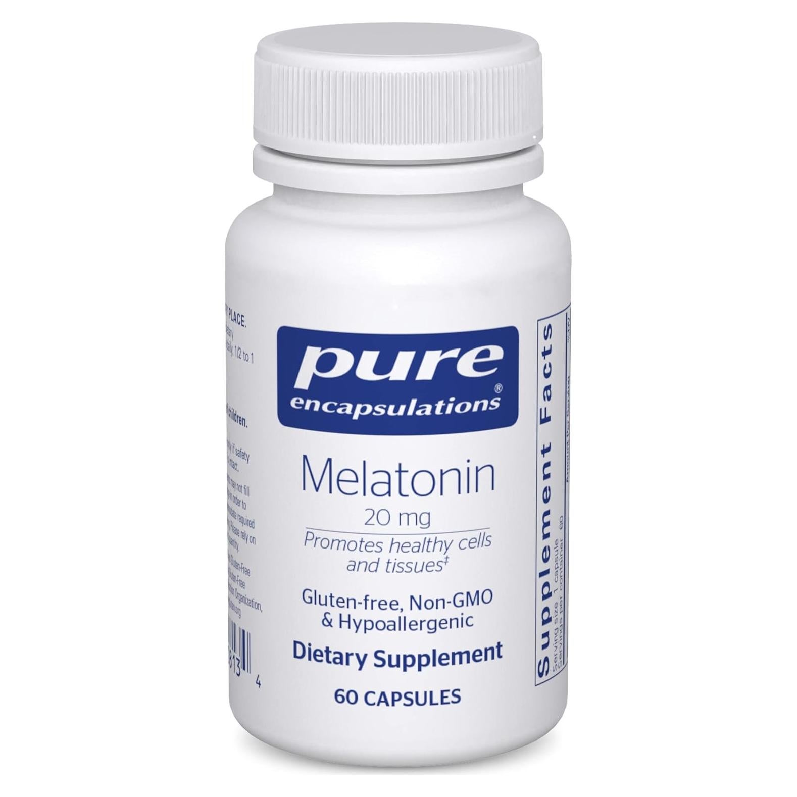 Melatonina 20 mg Pure Encapsulations - 60 Cápsulas - Sin Gluten