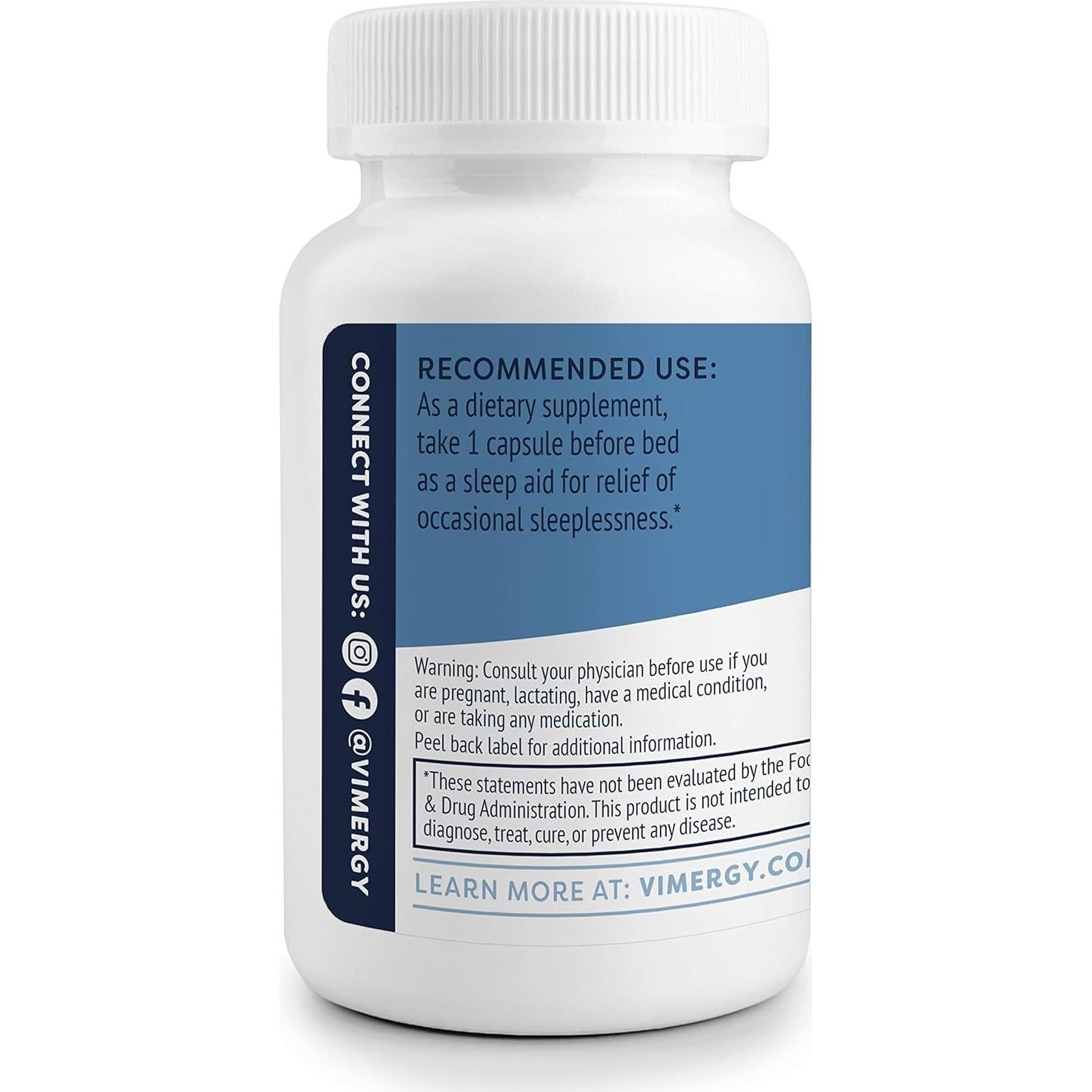 Melatonina Vimergy 5mg - Suplemento Vegano para Dormir 120 Cápsulas