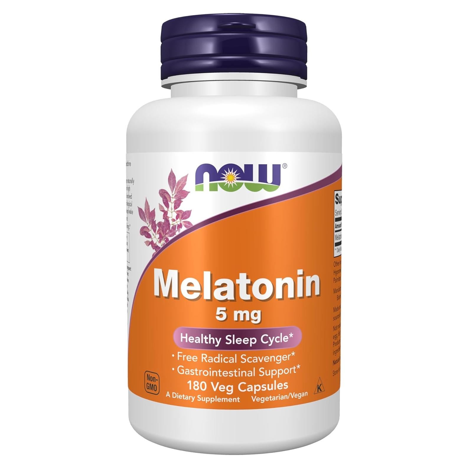 Melatonina 5 mg NOW Foods 180 Cápsulas Suplemento Saludable