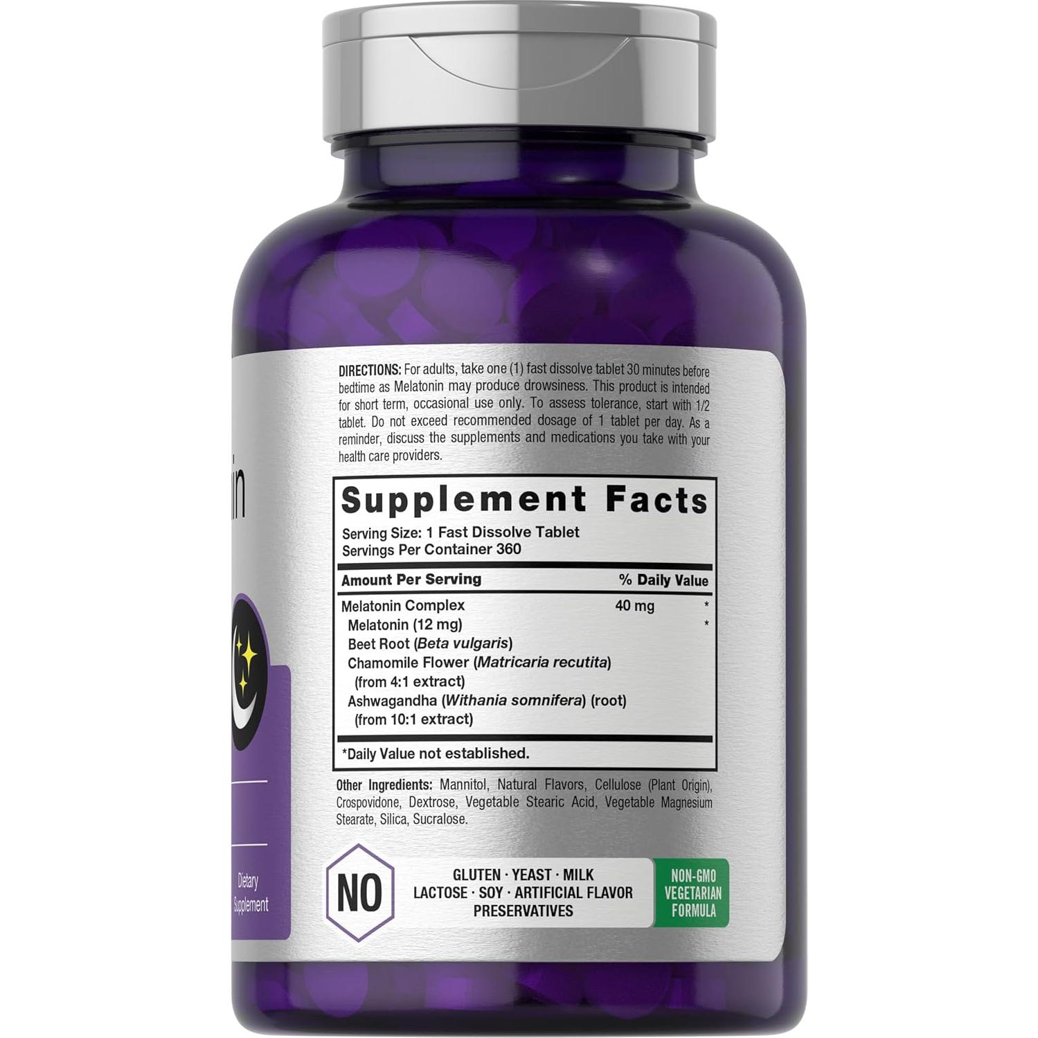 Suplemento de Melatonina Horbäach 40mg - 360 Tabletas Rápidas