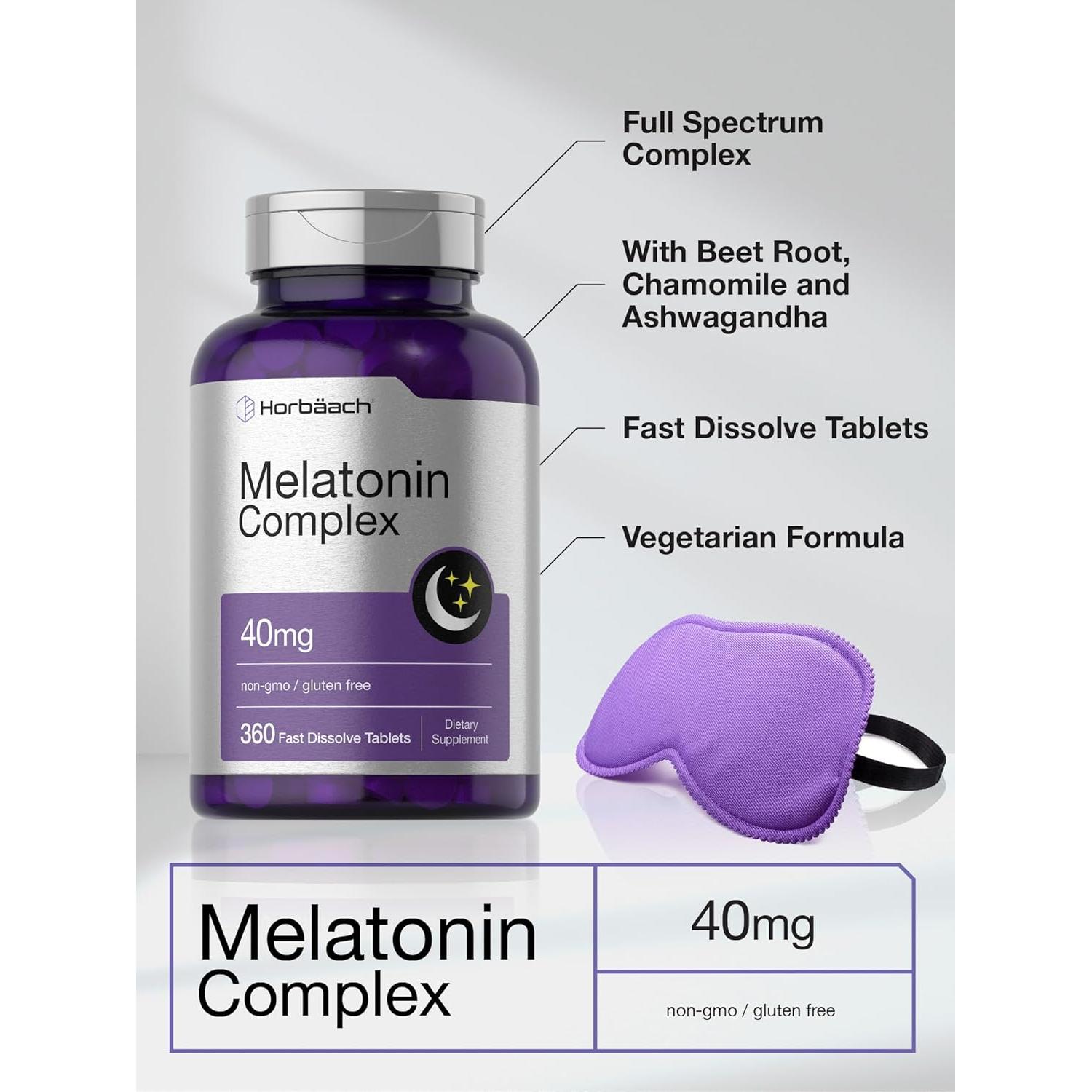 Suplemento de Melatonina Horbäach 40mg - 360 Tabletas Rápidas