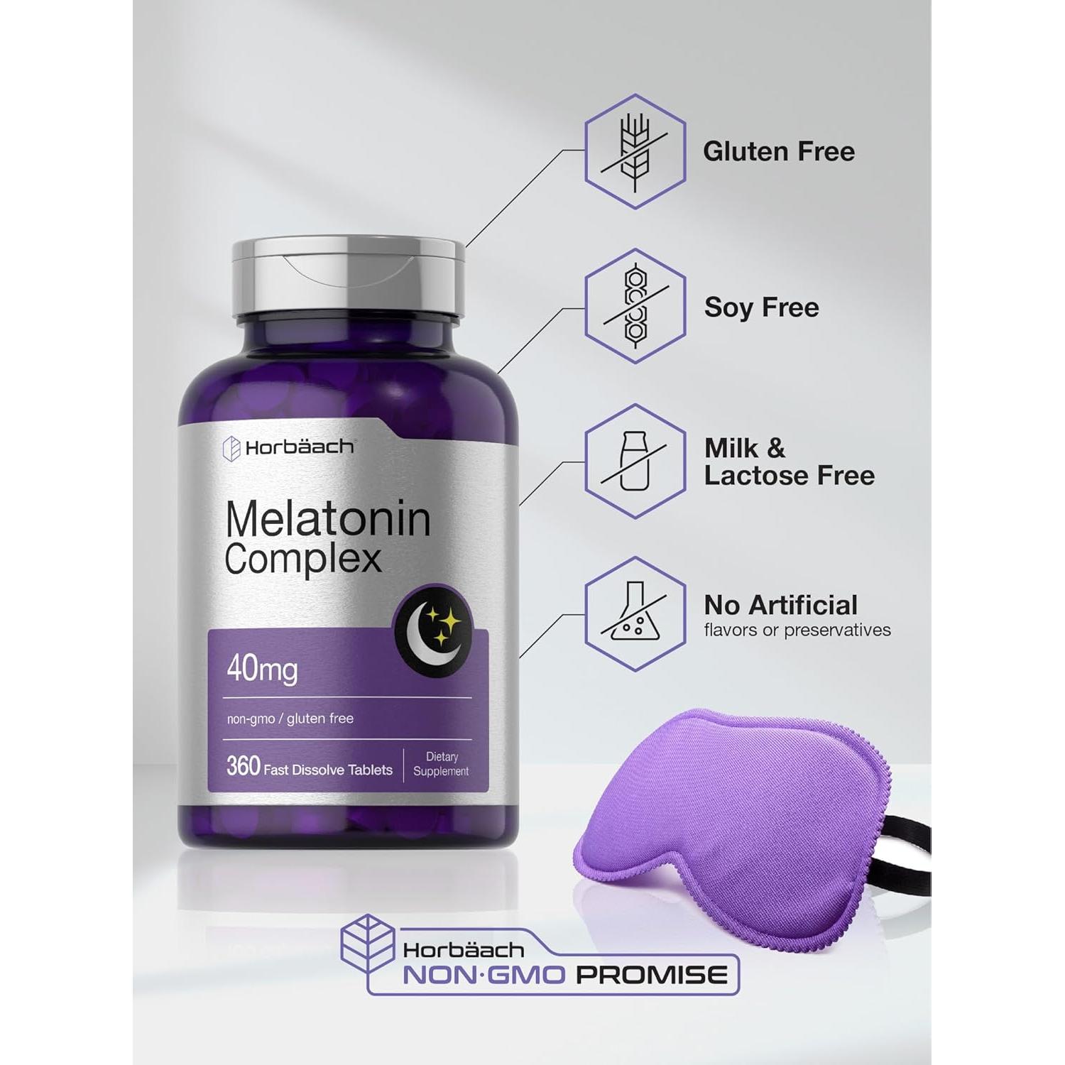 Suplemento de Melatonina Horbäach 40mg - 360 Tabletas Rápidas
