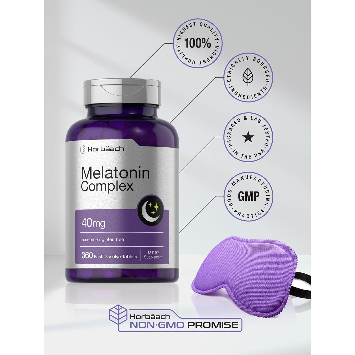 Suplemento de Melatonina Horbäach 40mg - 360 Tabletas Rápidas