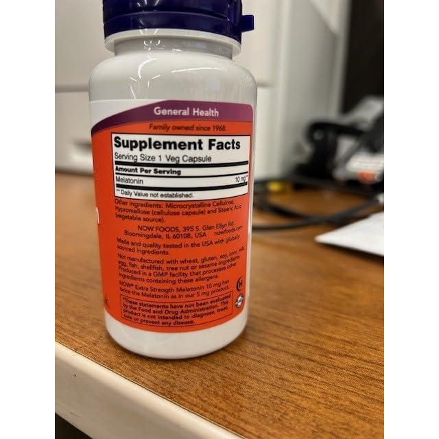 Melatonina 10 mg Now Foods 100 Cápsulas Vegetales