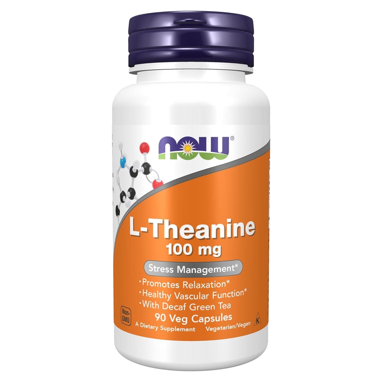 Supplements, L-Theanine 100 mg with Decaf Green Tea, Stress Management*, 90 Veg Capsules