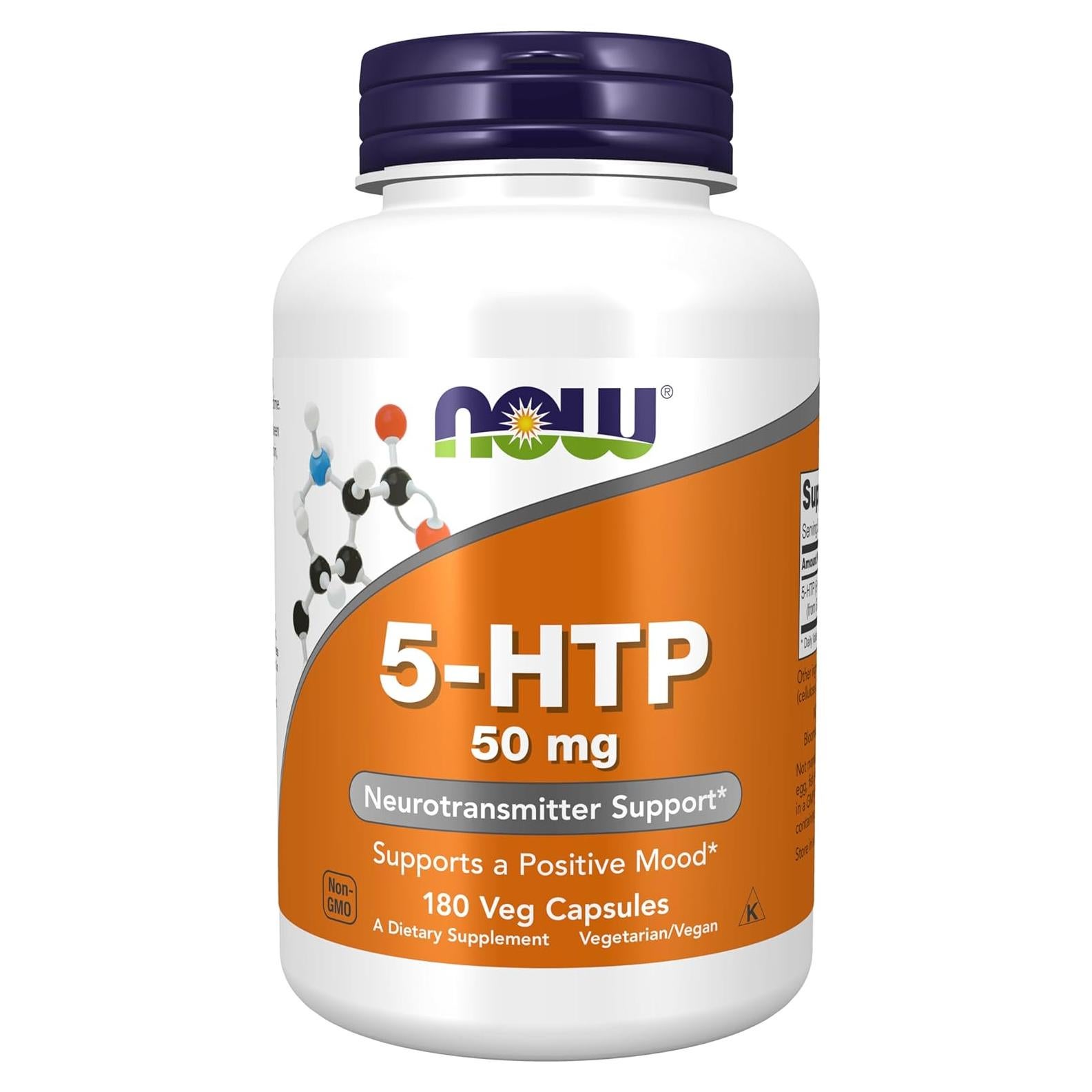 Suplemento 5-HTP NOW Foods 50 mg 180 Cápsulas Veganas
