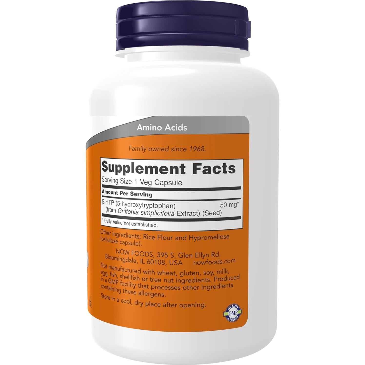 Suplemento 5-HTP NOW Foods 50 mg 180 Cápsulas Veganas