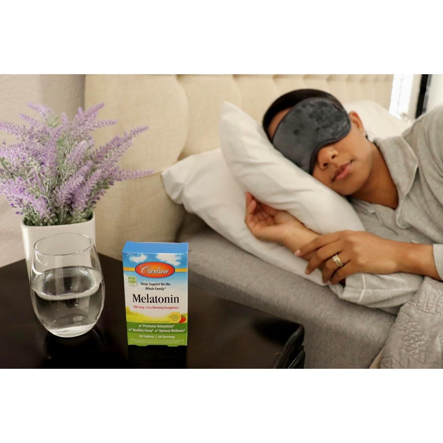 Melatonina Carlson 300 mcg 30 Tabletas Masticables Sabor Fresa-Limón