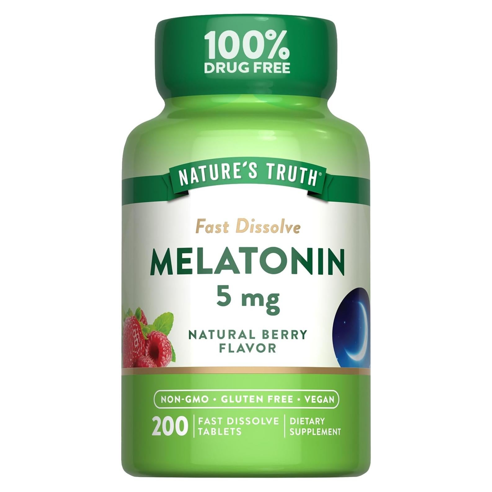 Tabletas de Melatonina 5mg Nature's Truth 200 Unidades Sabor Baya