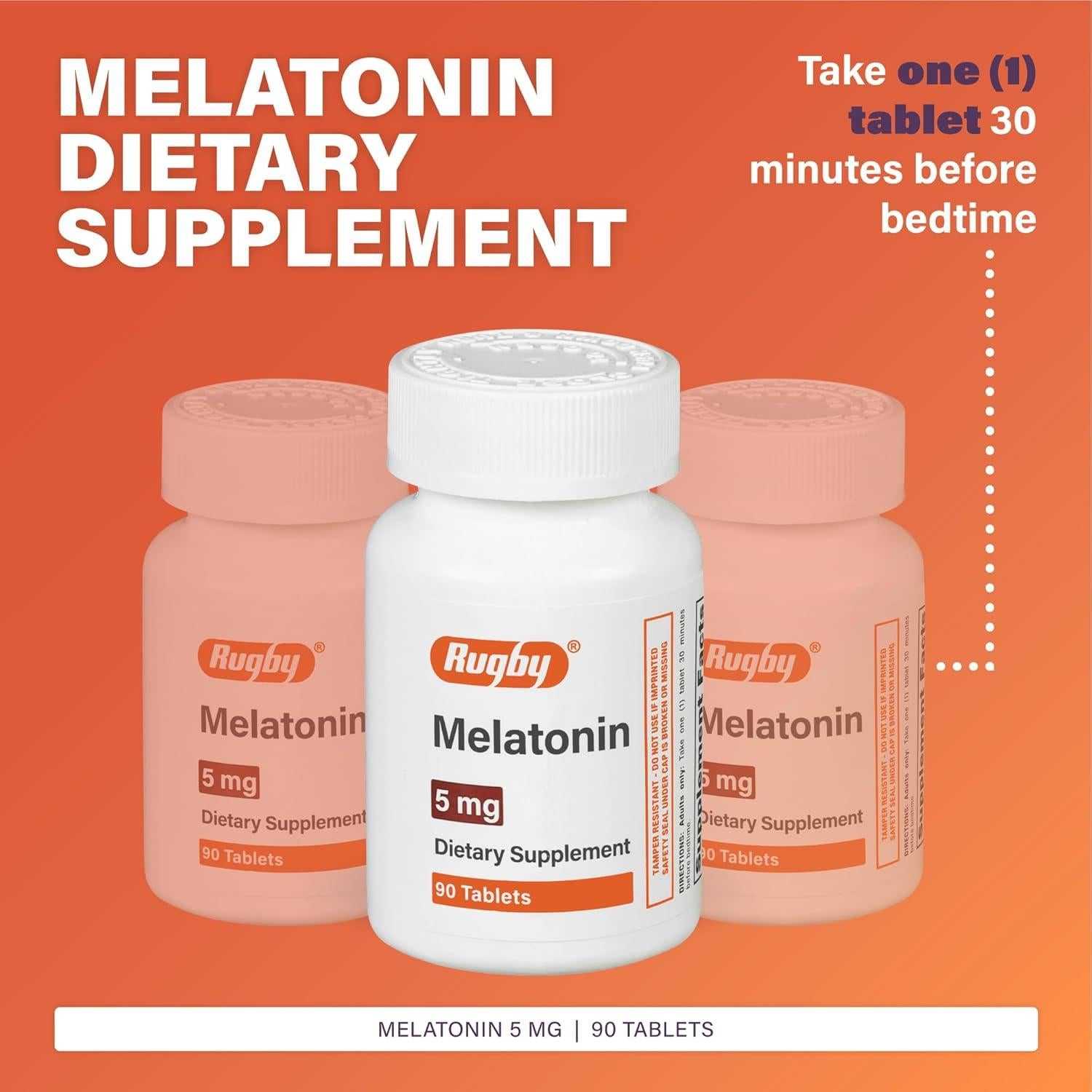 Tabletas de Melatonina Rugby 5mg - Suplemento 90 Unidades